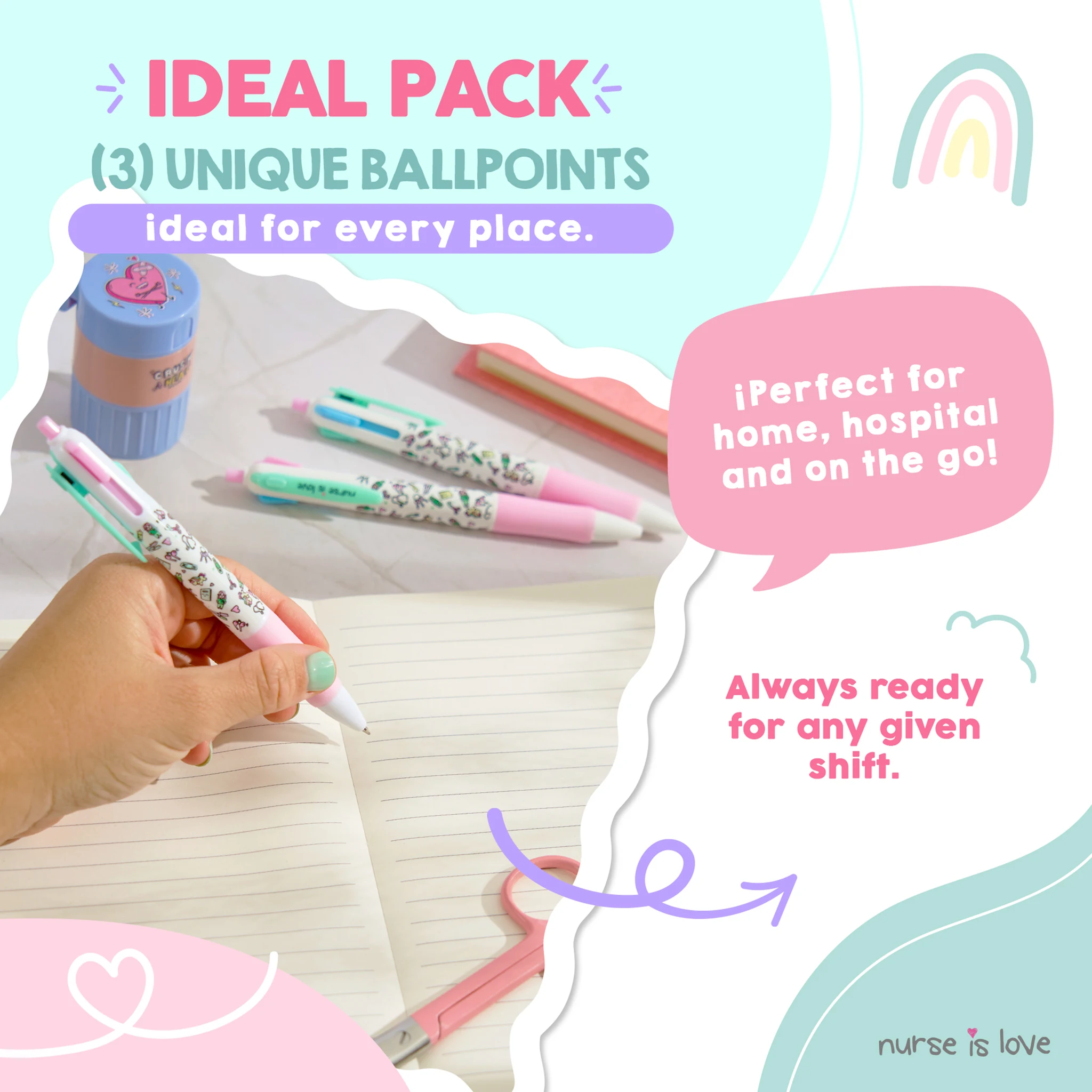 3-Pack Multicolor Pens