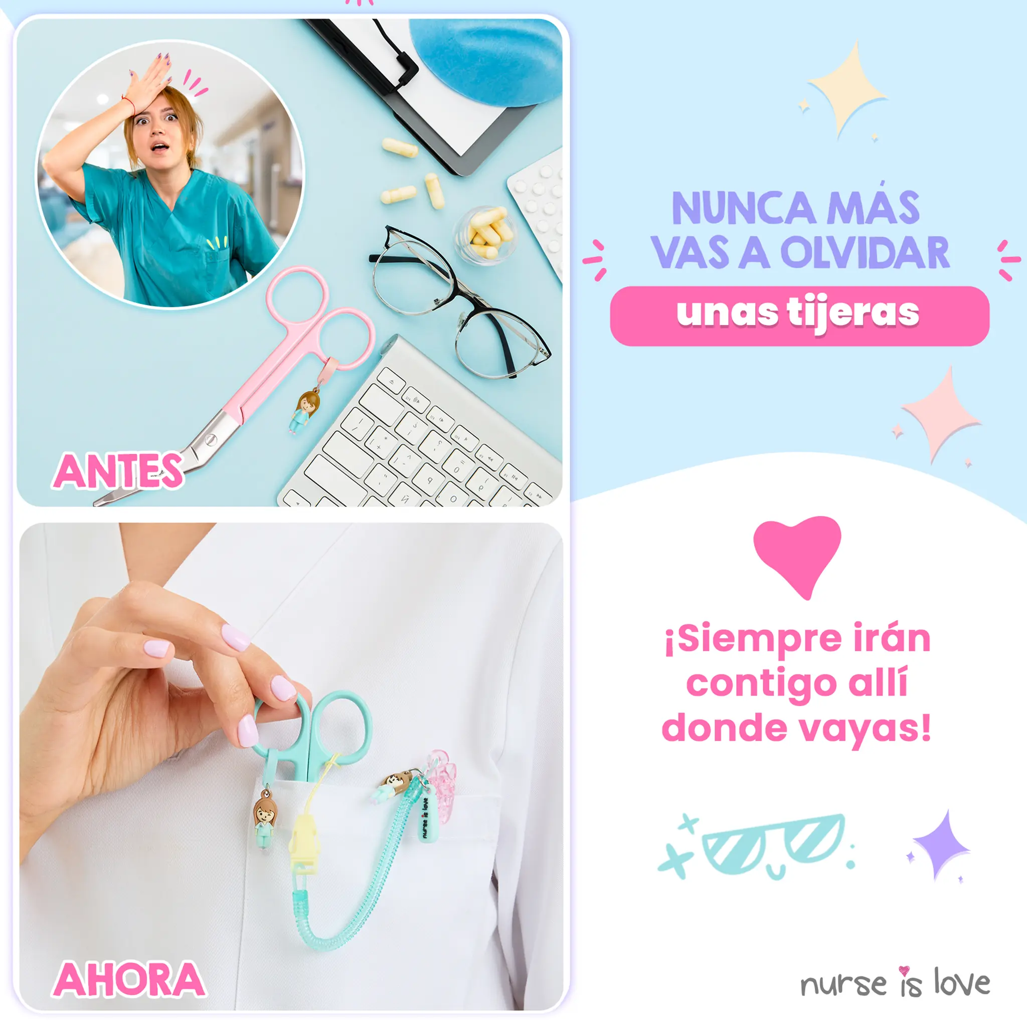 Aqua Silicone Nursing Scissor Holder