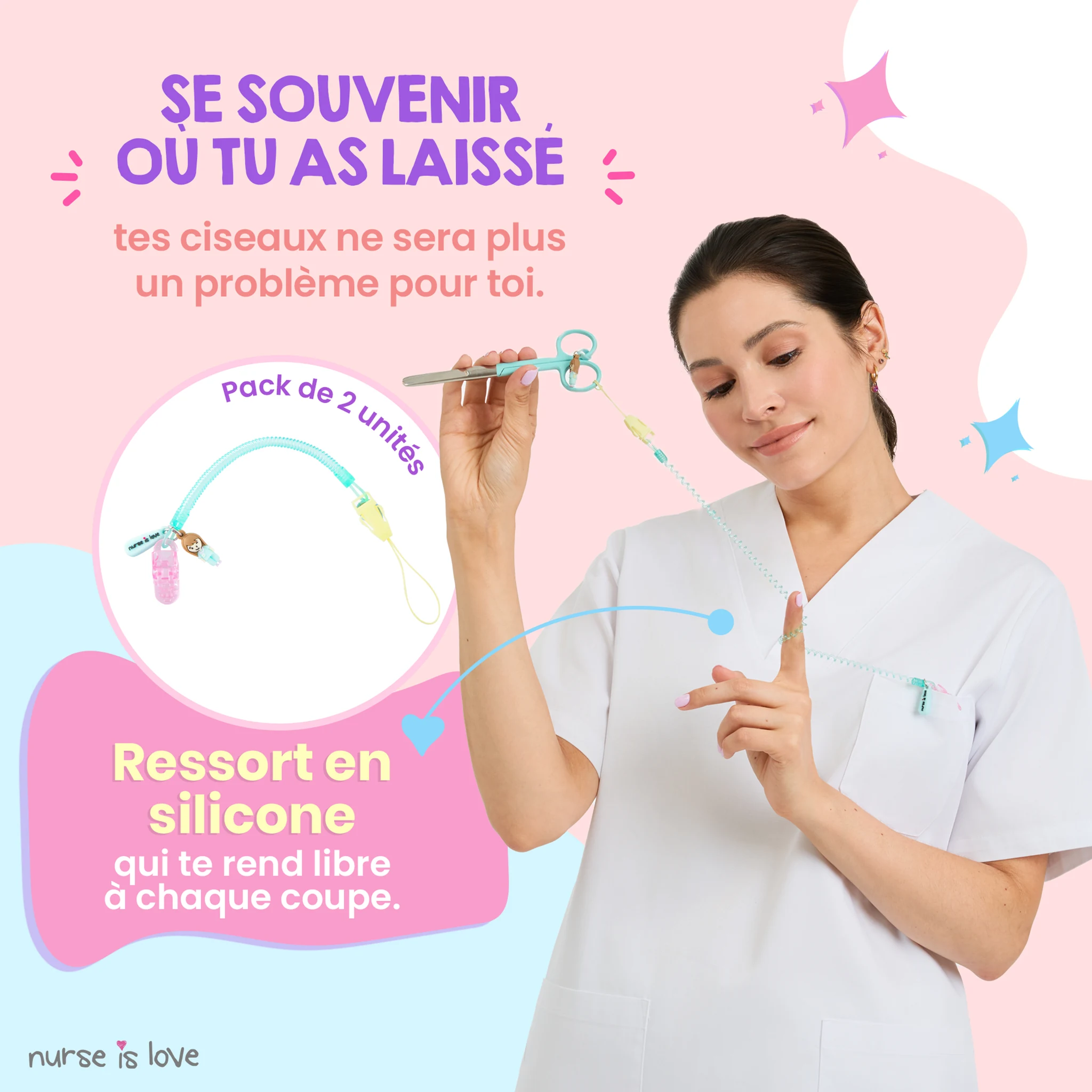 Porte-ciseaux Infirmière Silicone Aqua