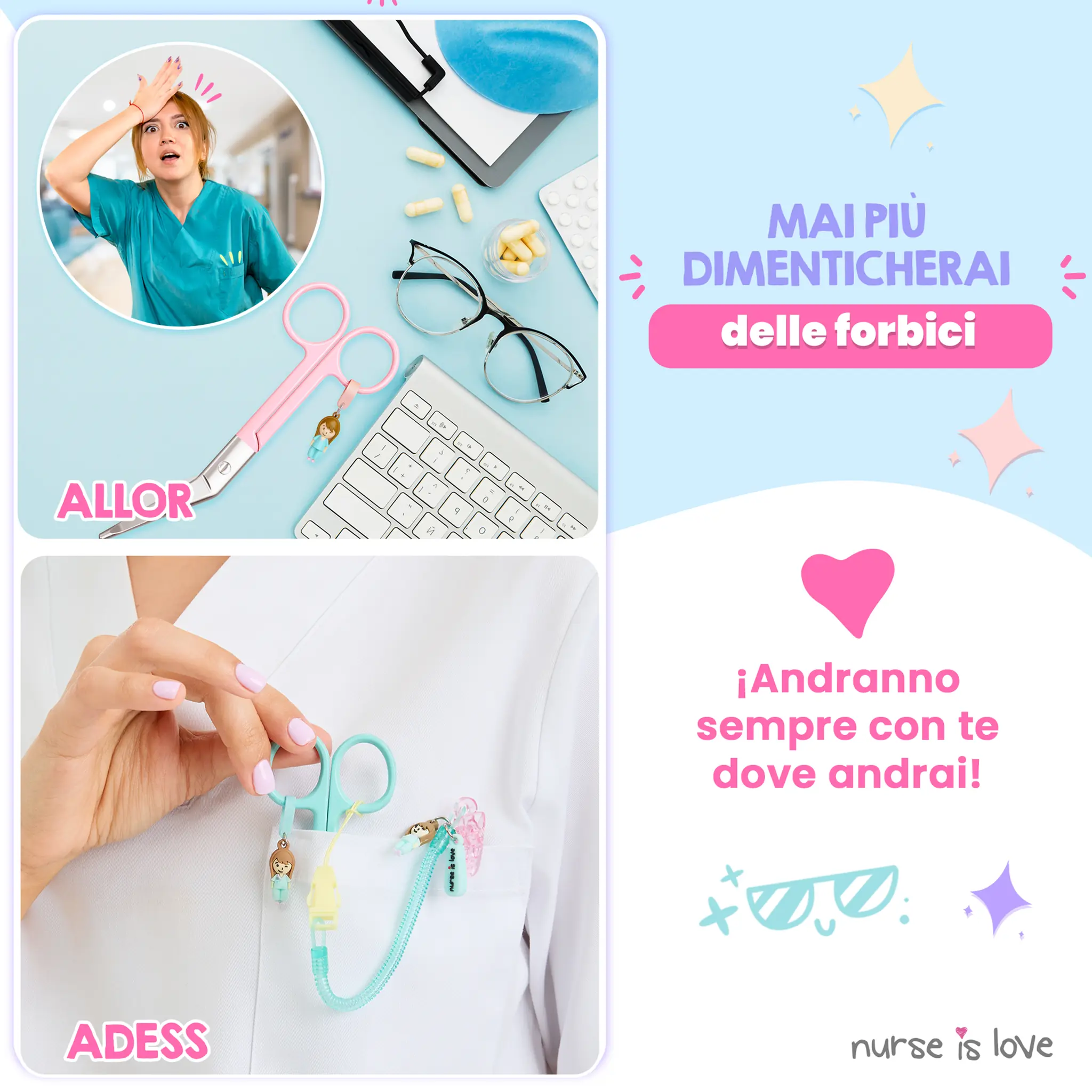 Porta Forbici Infermieristica in silicone aqua