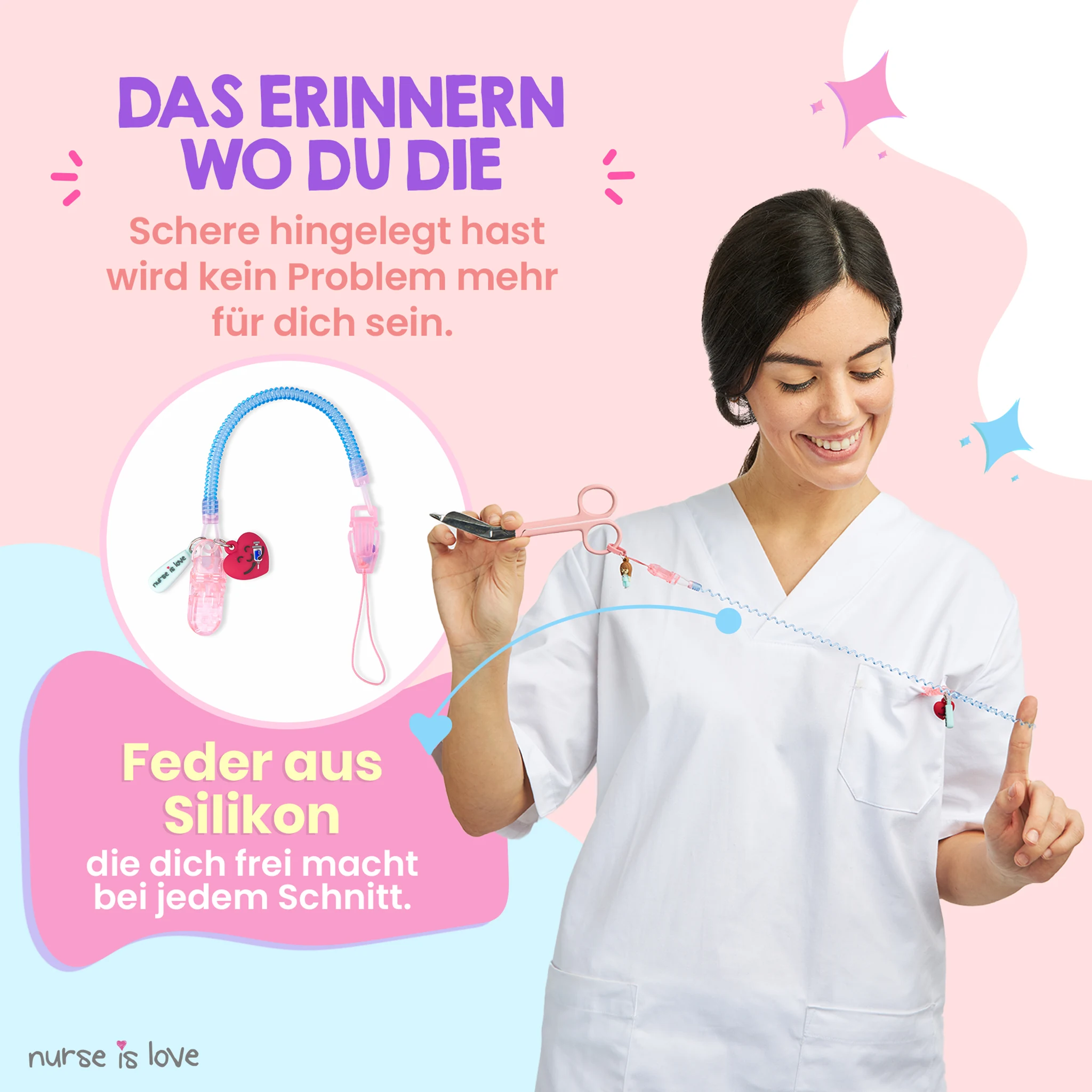 Scherenhalter für Krankenpflege, blaues Silikon