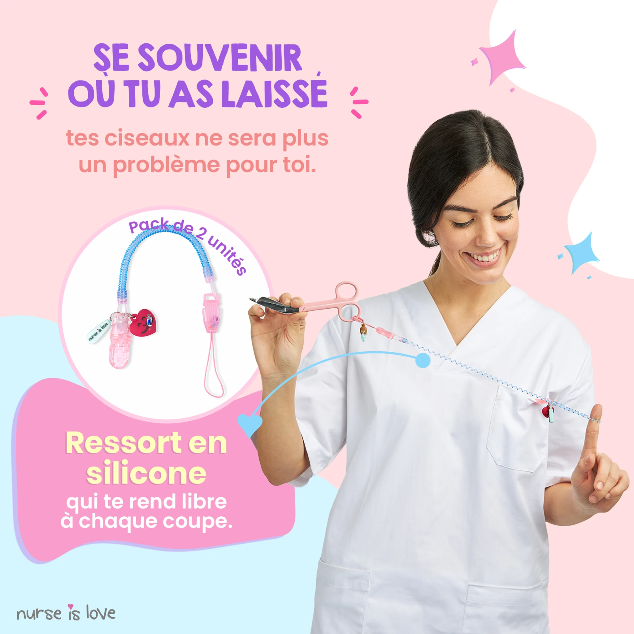 Porte-Ciseaux Infirmier en Silicone Bleu