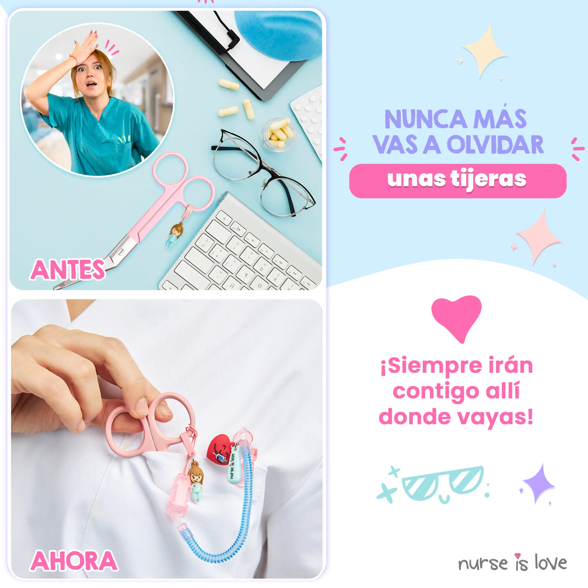 Pack 2 Porta Tijeras silicona azul + morado