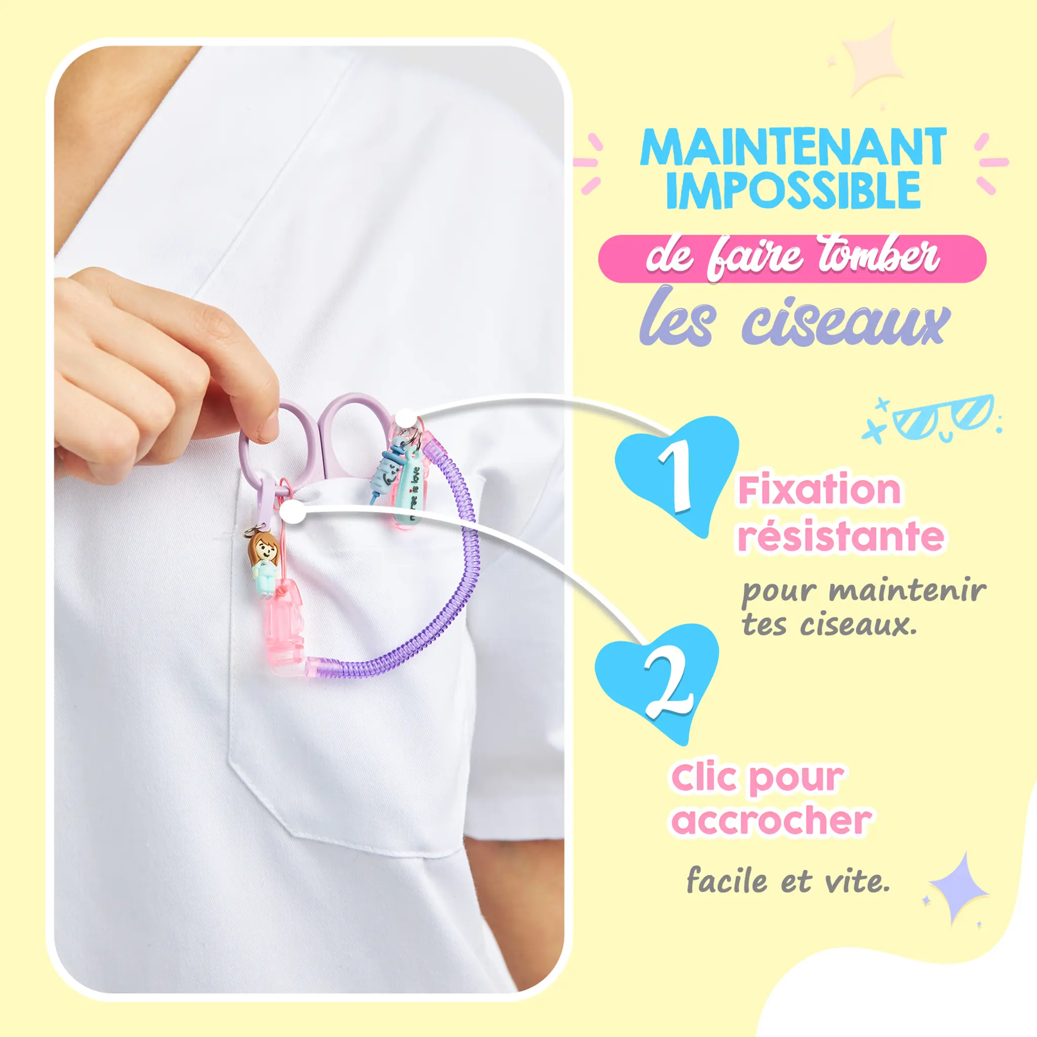 Pack 2 Porte-Ciseaux en Silicone Bleu + Violet