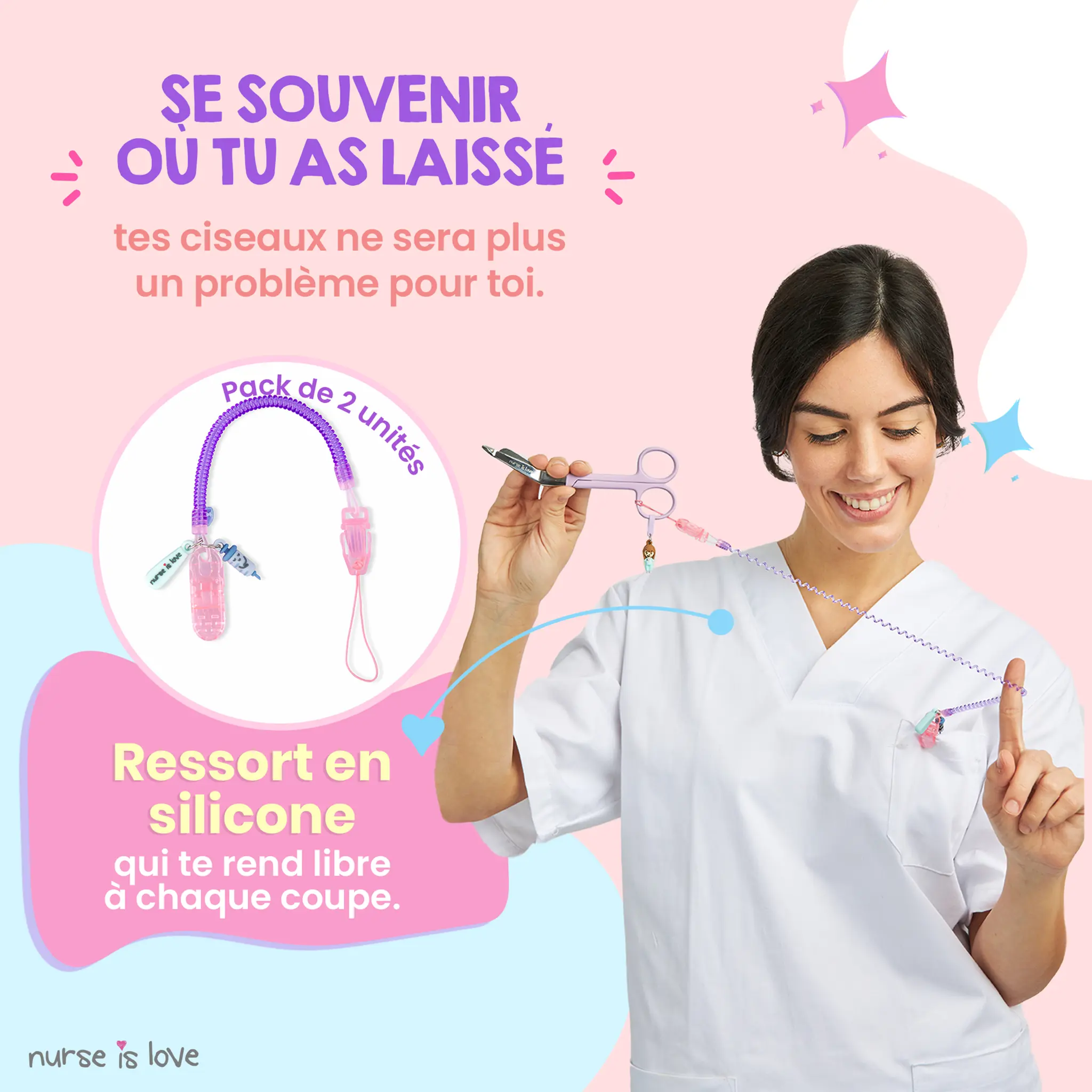 Porte-Ciseaux Infirmier en Silicone Violet