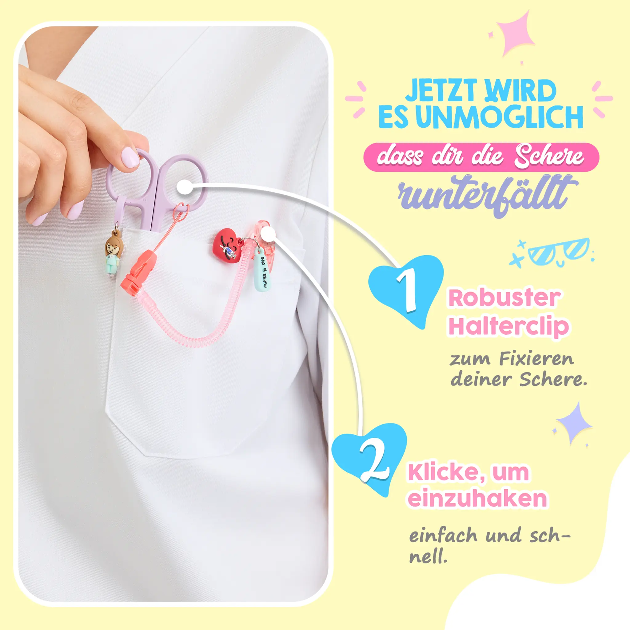 Rosa Silikon Scherenhalter für Pflegekräfte