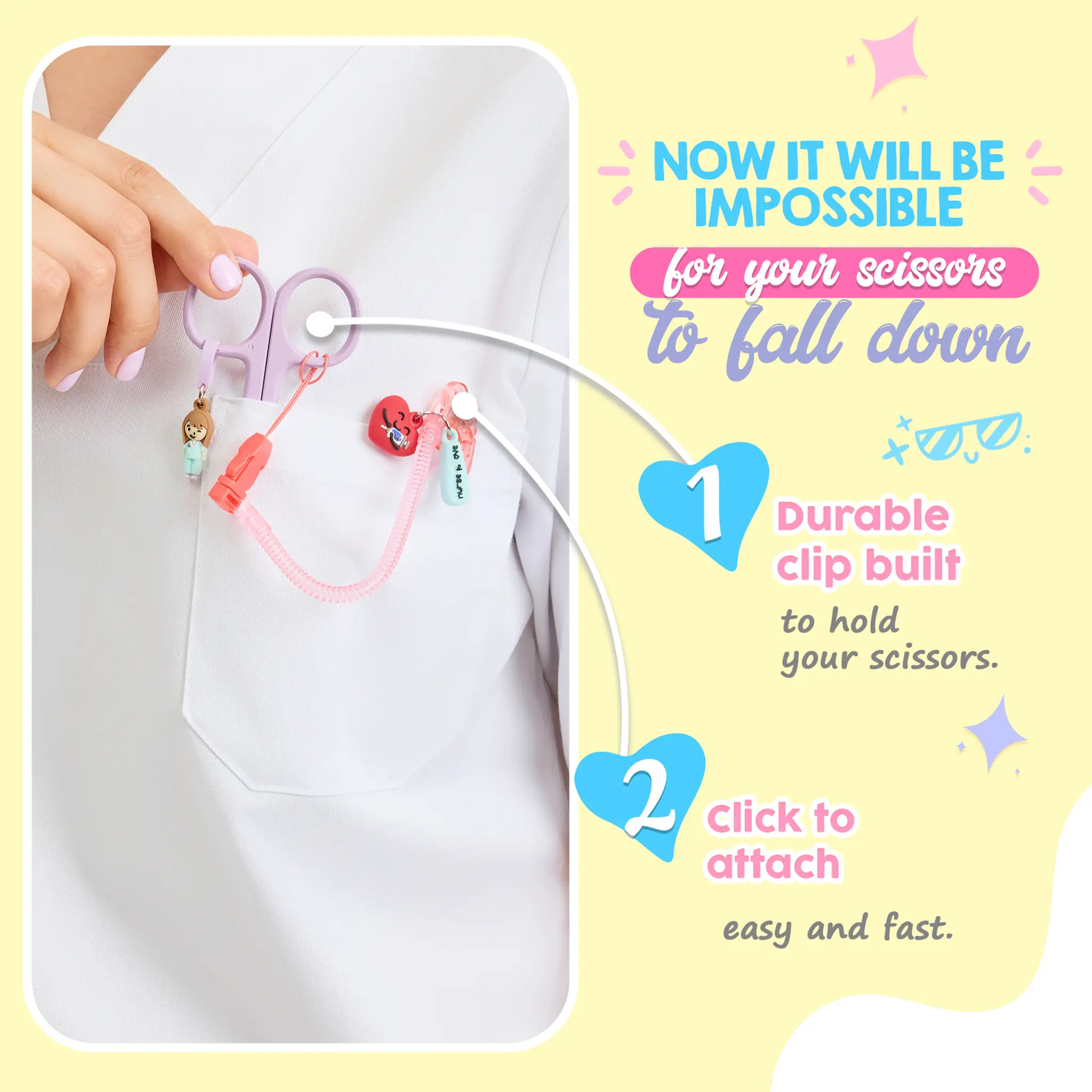 Pink silicone nursing scissors holder
