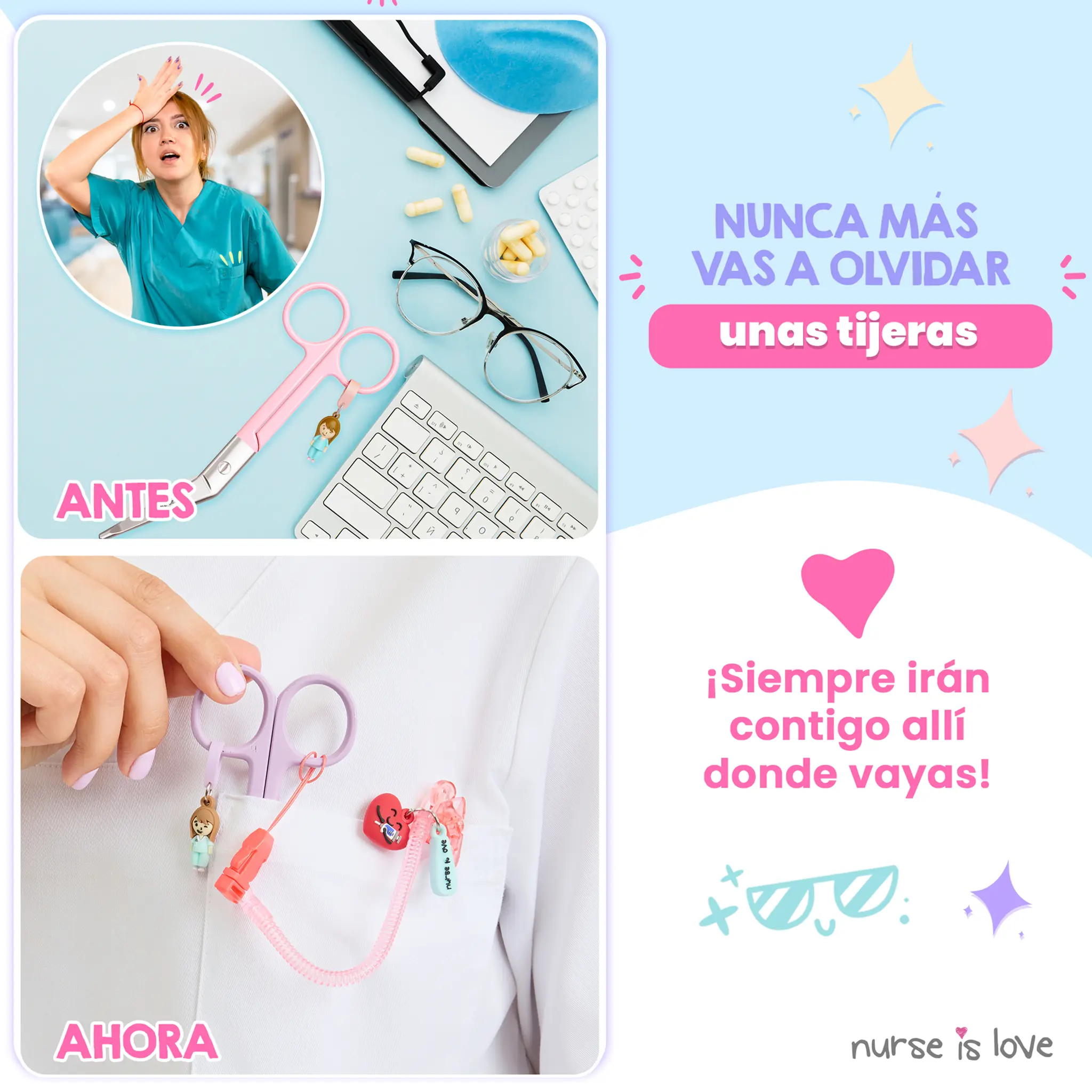 Porta Tijeras Enfermería silicona rosa
