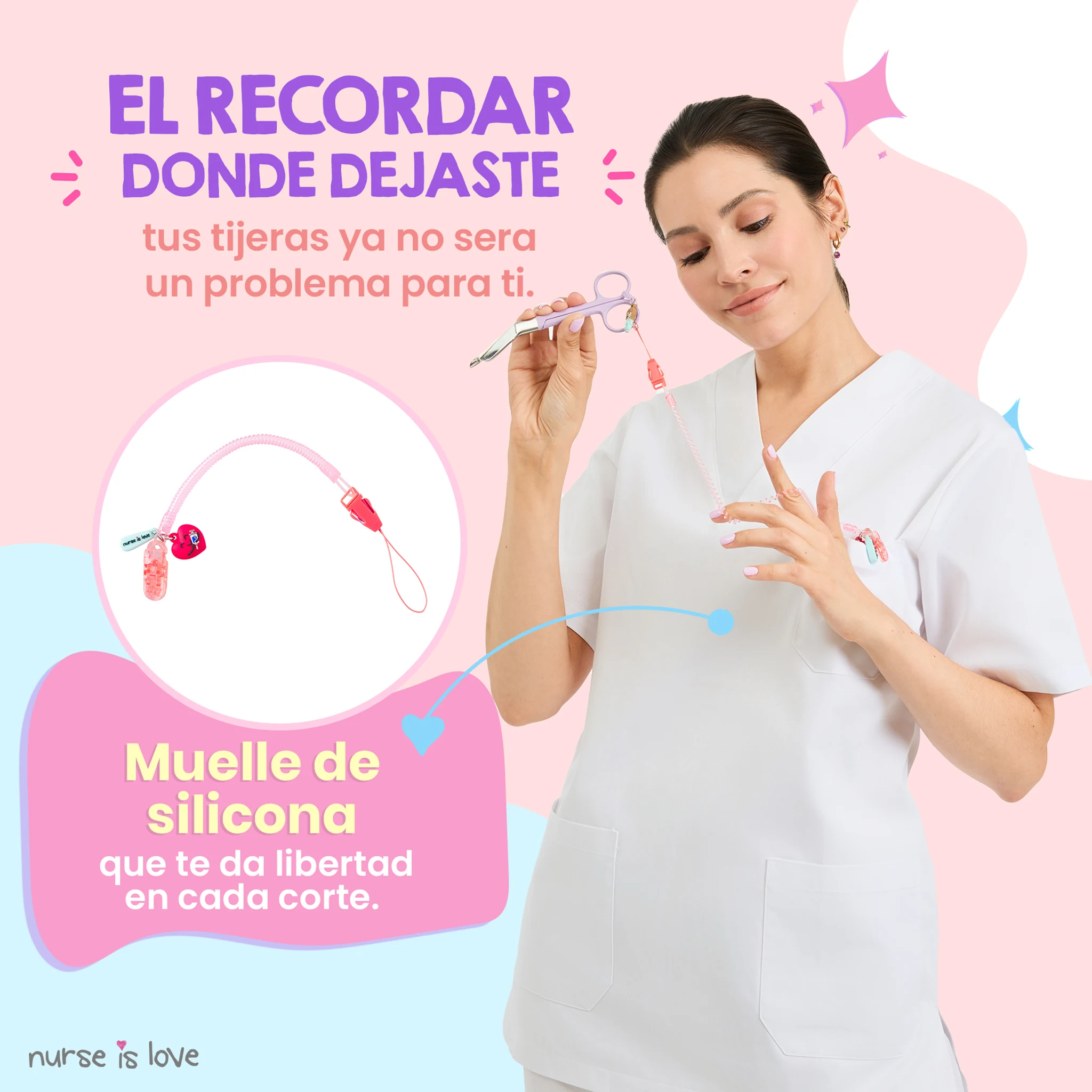 Porta Tijeras Enfermería silicona rosa