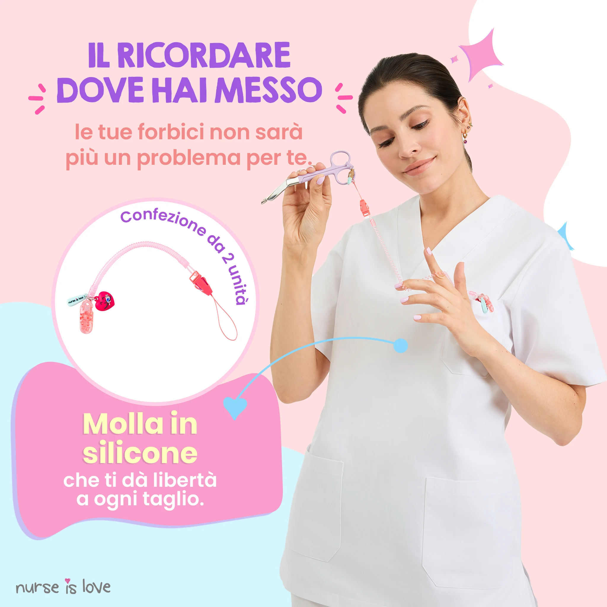 Porta Forbici Infermieristica in silicone rosa