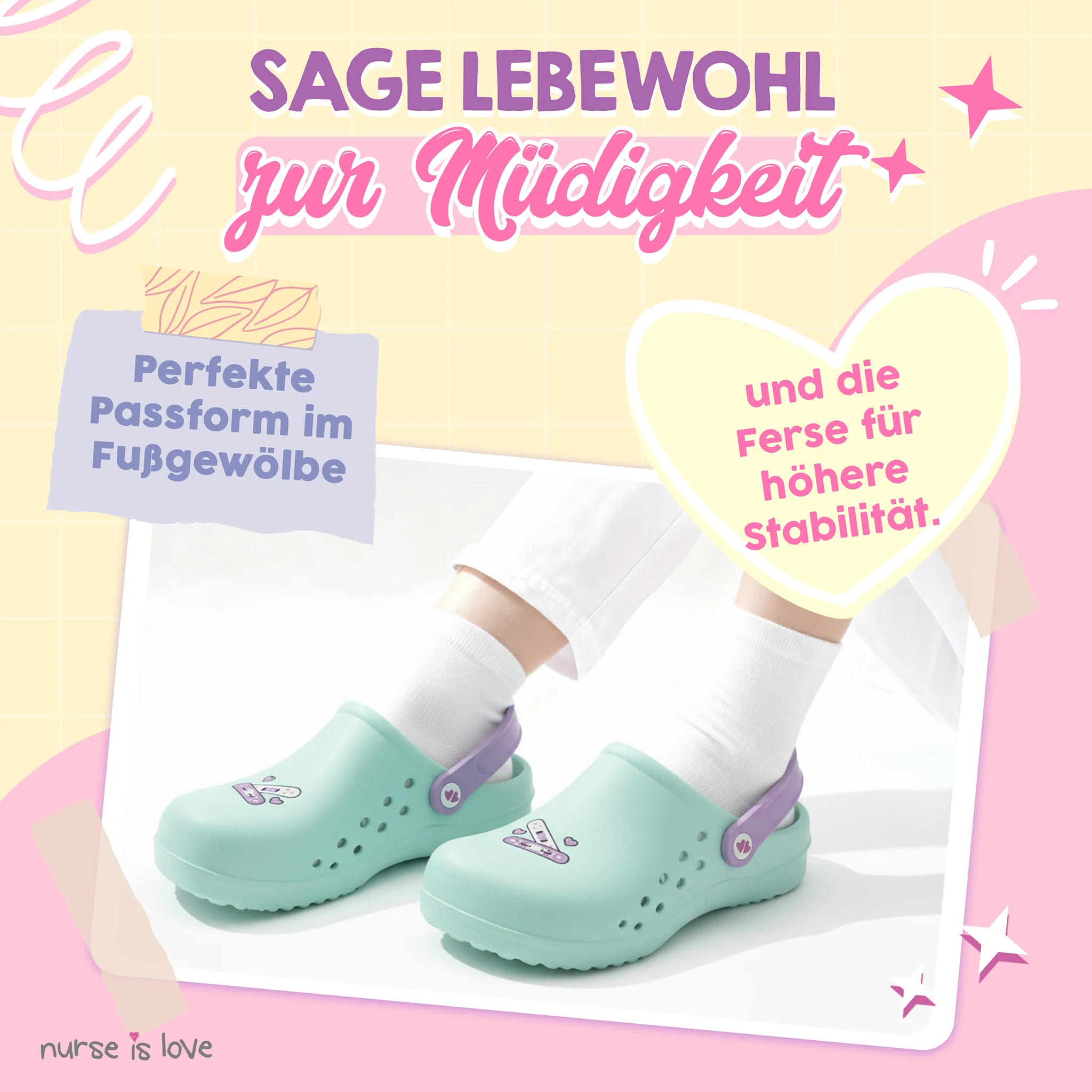Pflegeclogs Aqua Pflaster für Krankenschwestern