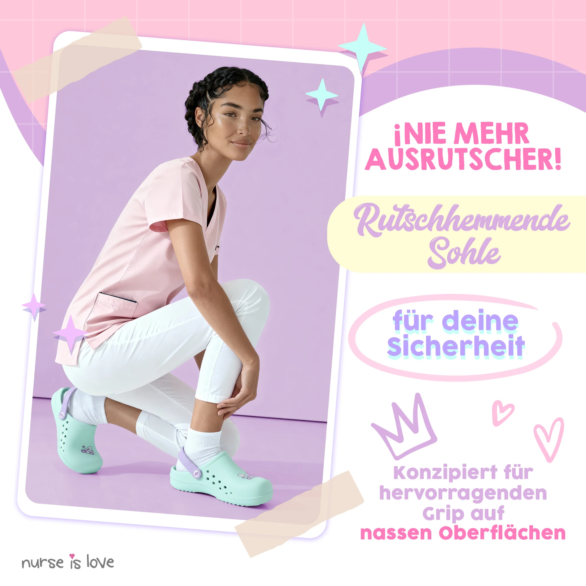 Pflegeclogs Aqua Pflaster für Krankenschwestern