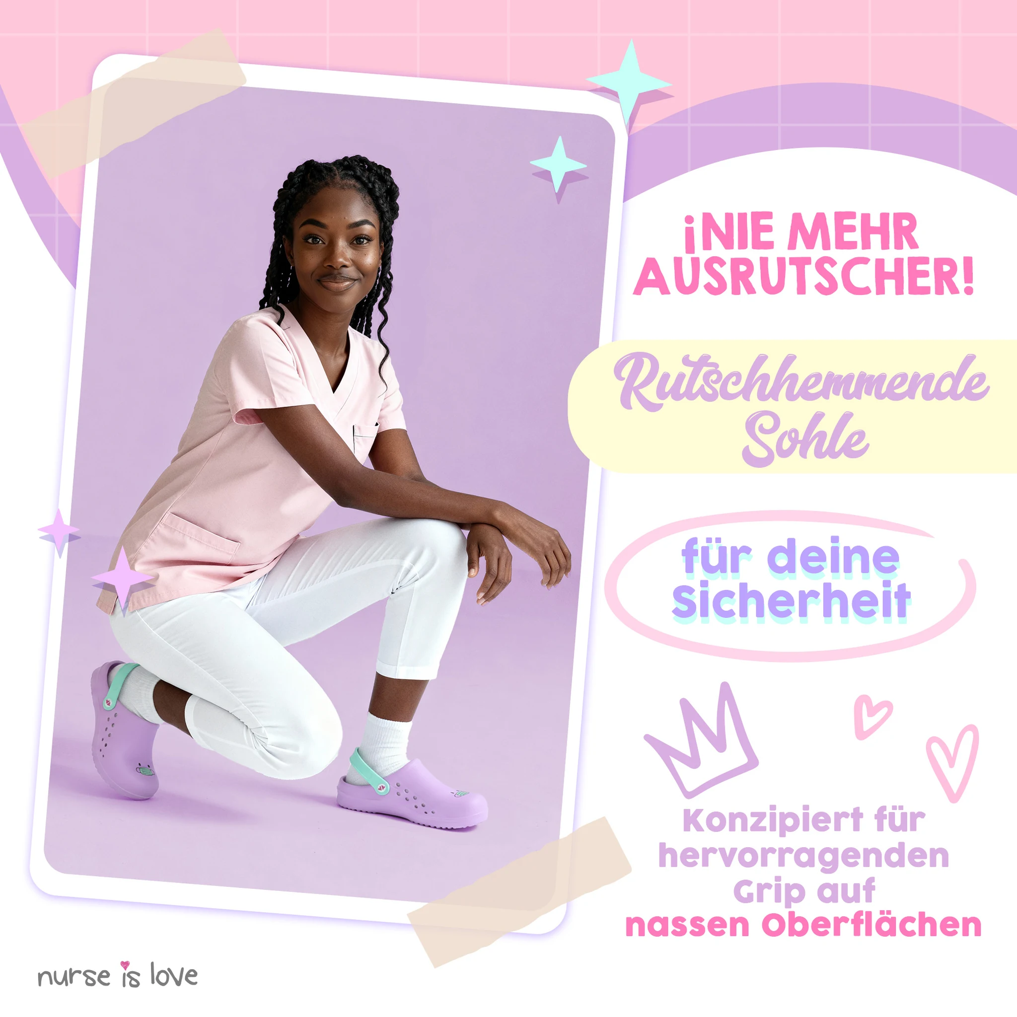 Pflegeclogs Lila Maske für Krankenschwestern