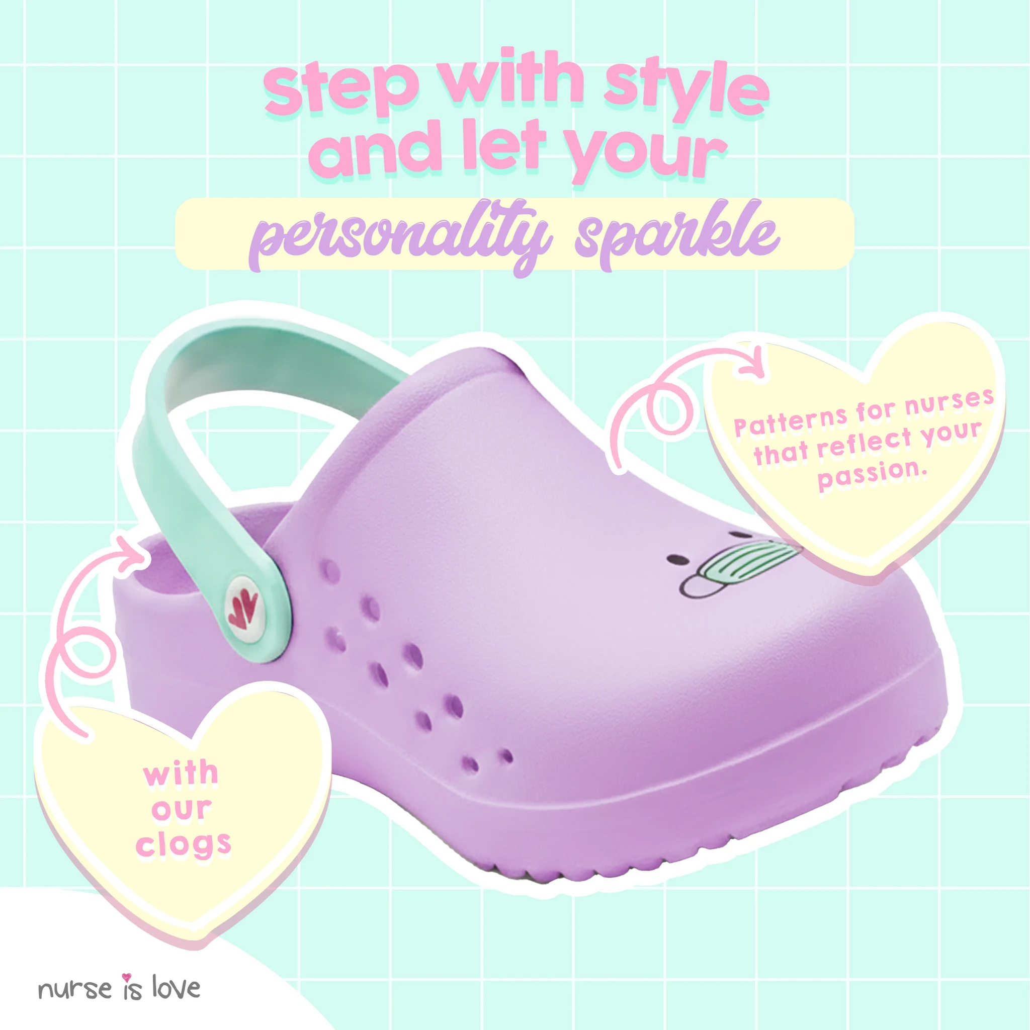 Purple Mask Nurse Clogs