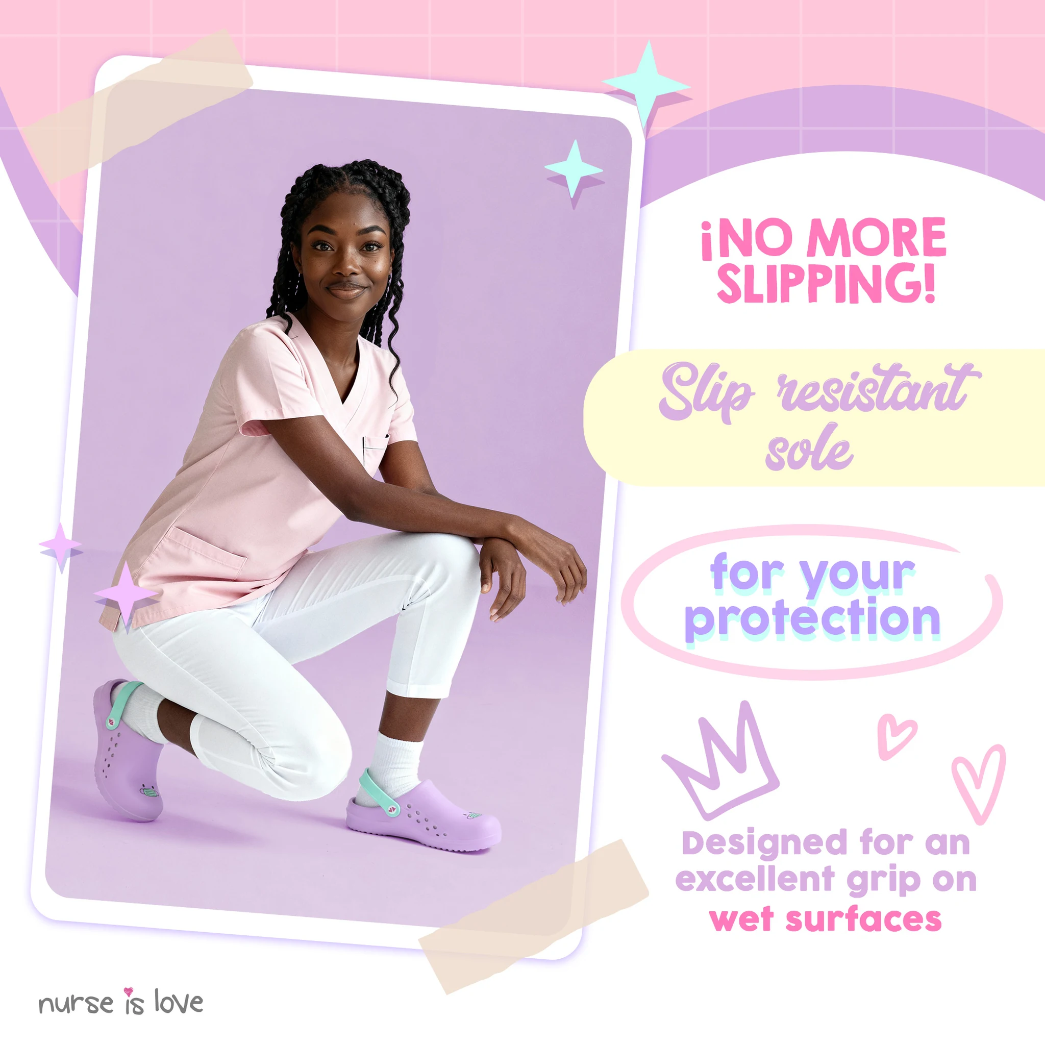 Purple Mask Nurse Clogs