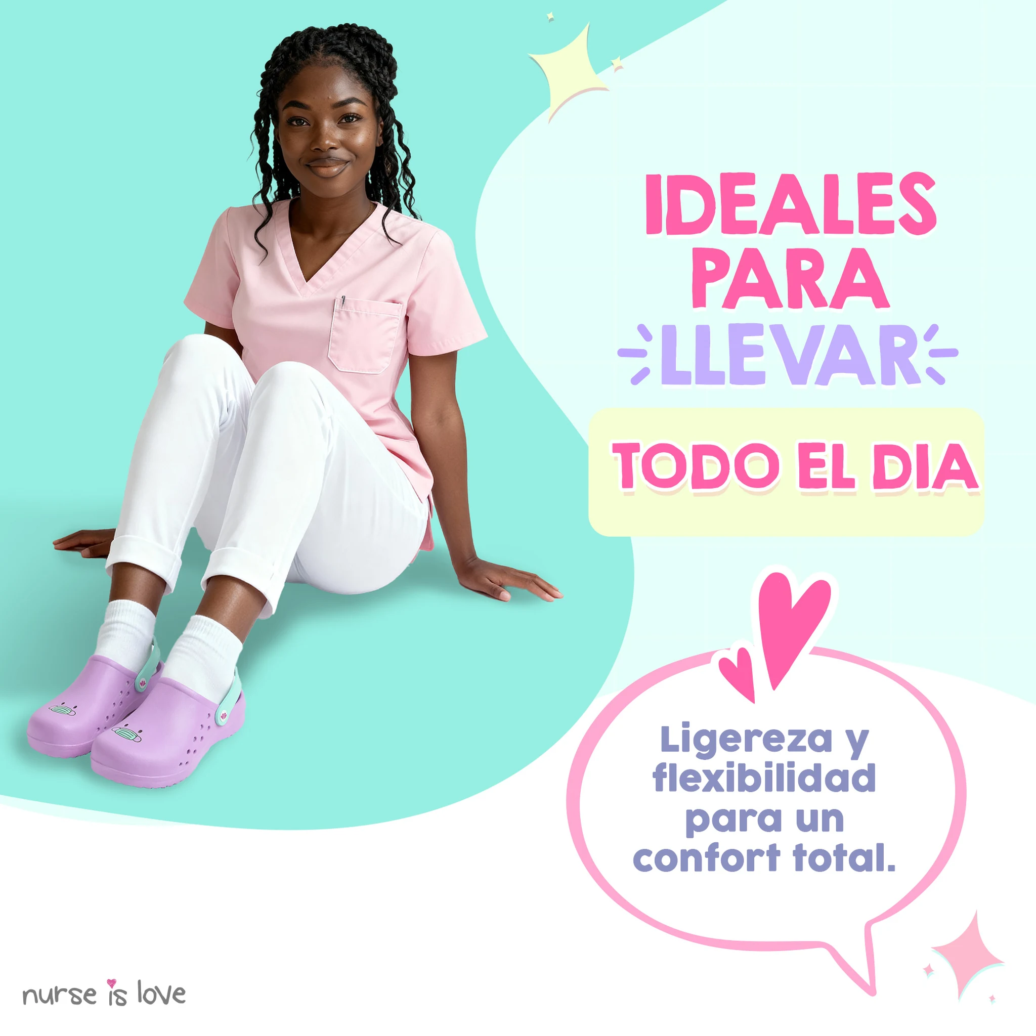 Zuecos para Enfermeras Morado Mascarilla