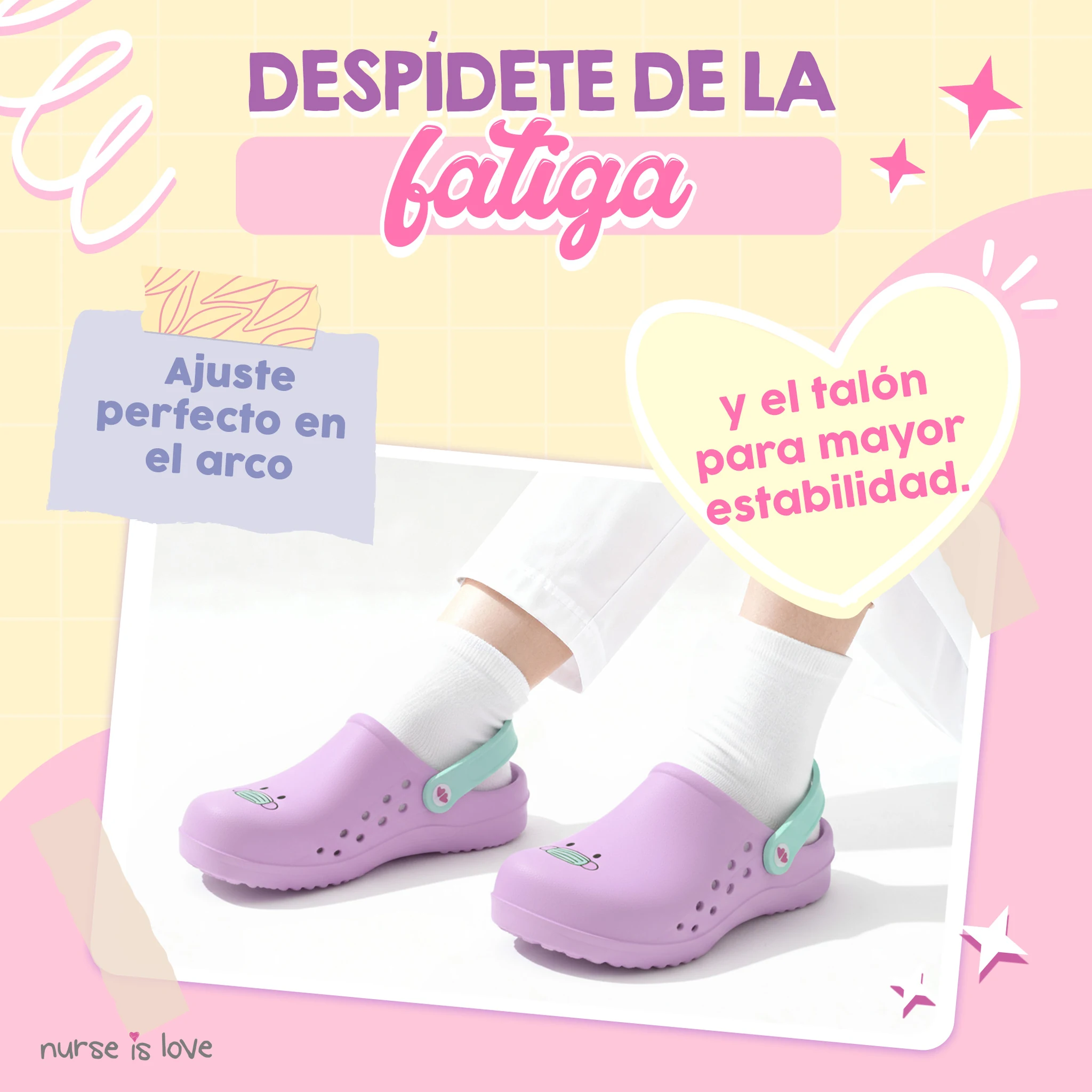 Zuecos para Enfermeras Morado Mascarilla