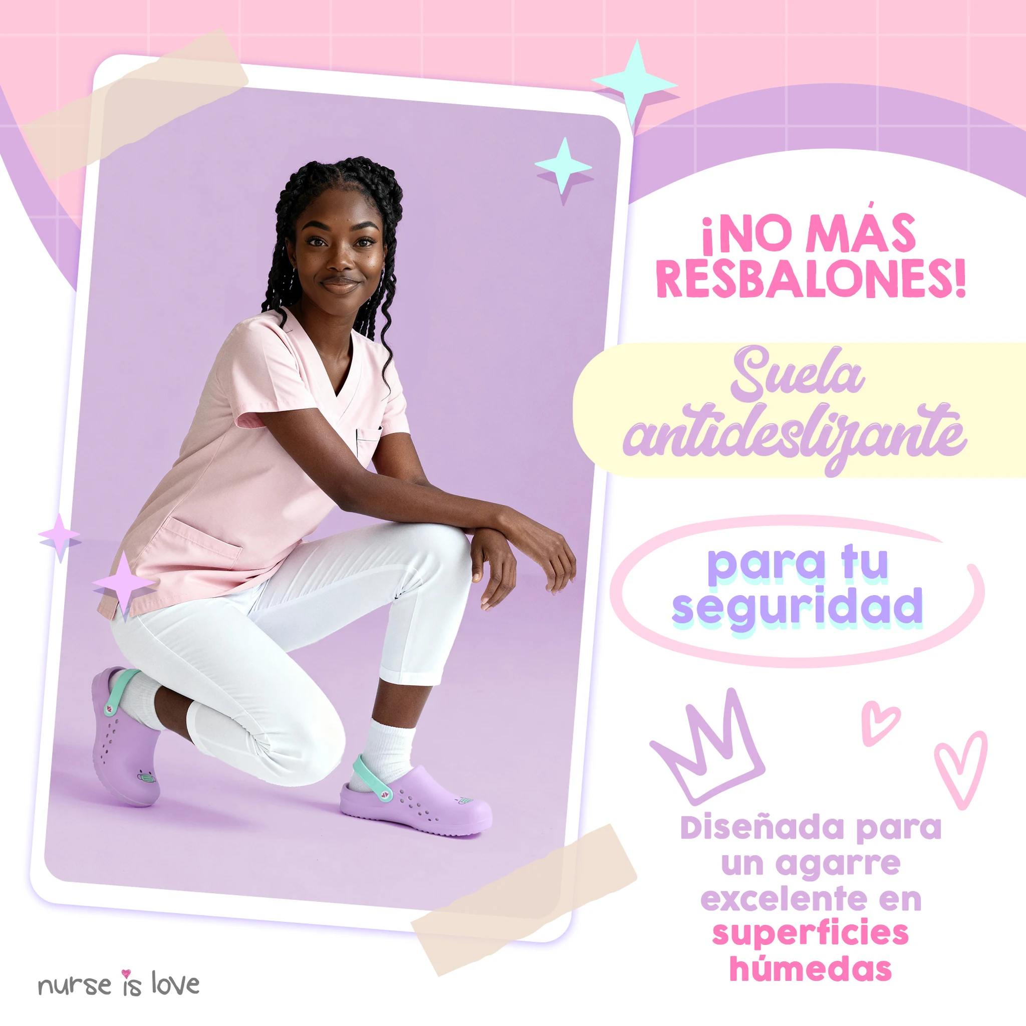 Zuecos para Enfermeras Morado Mascarilla