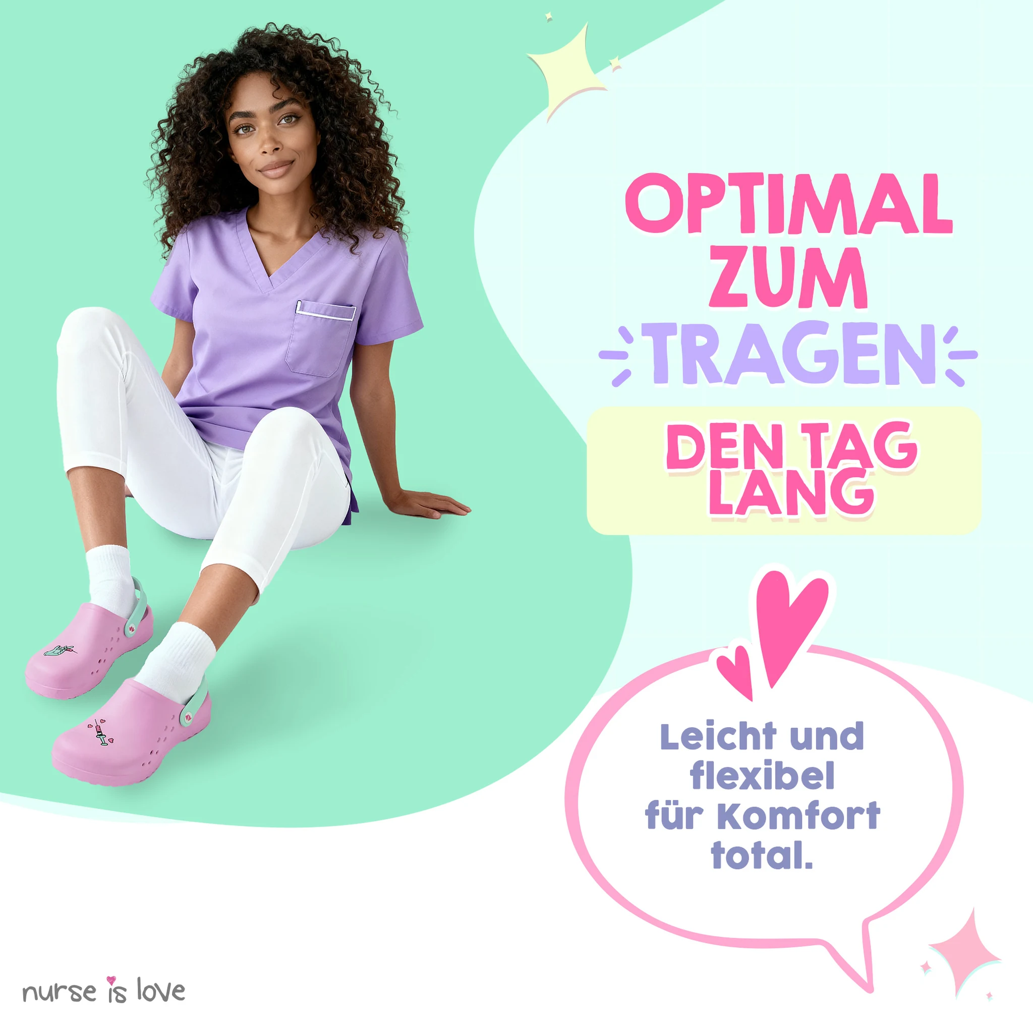 Pflegeclogs Rosa Spritze für Krankenschwestern
