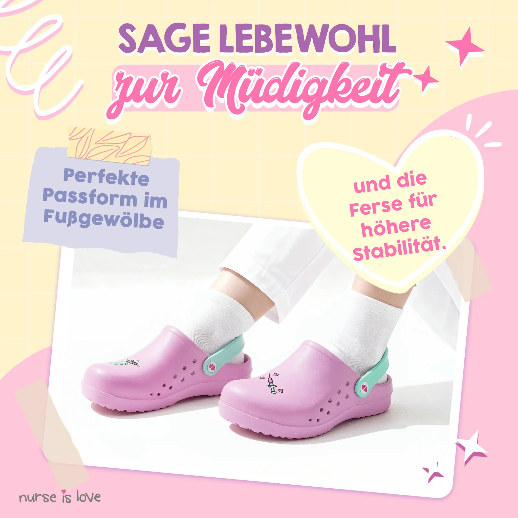 Pflegeclogs Rosa Spritze für Krankenschwestern