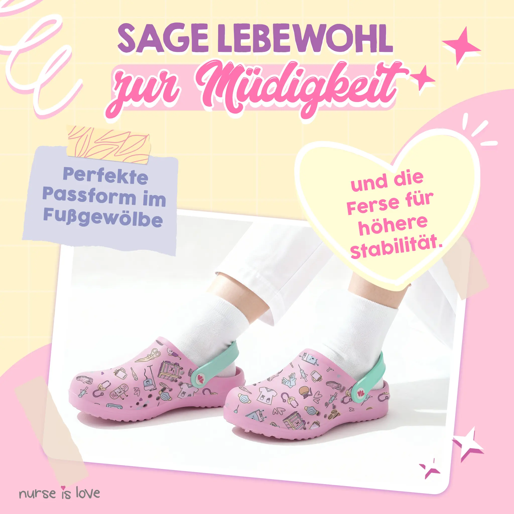 Pflegeclogs Rosa Kaffee für Krankenschwestern