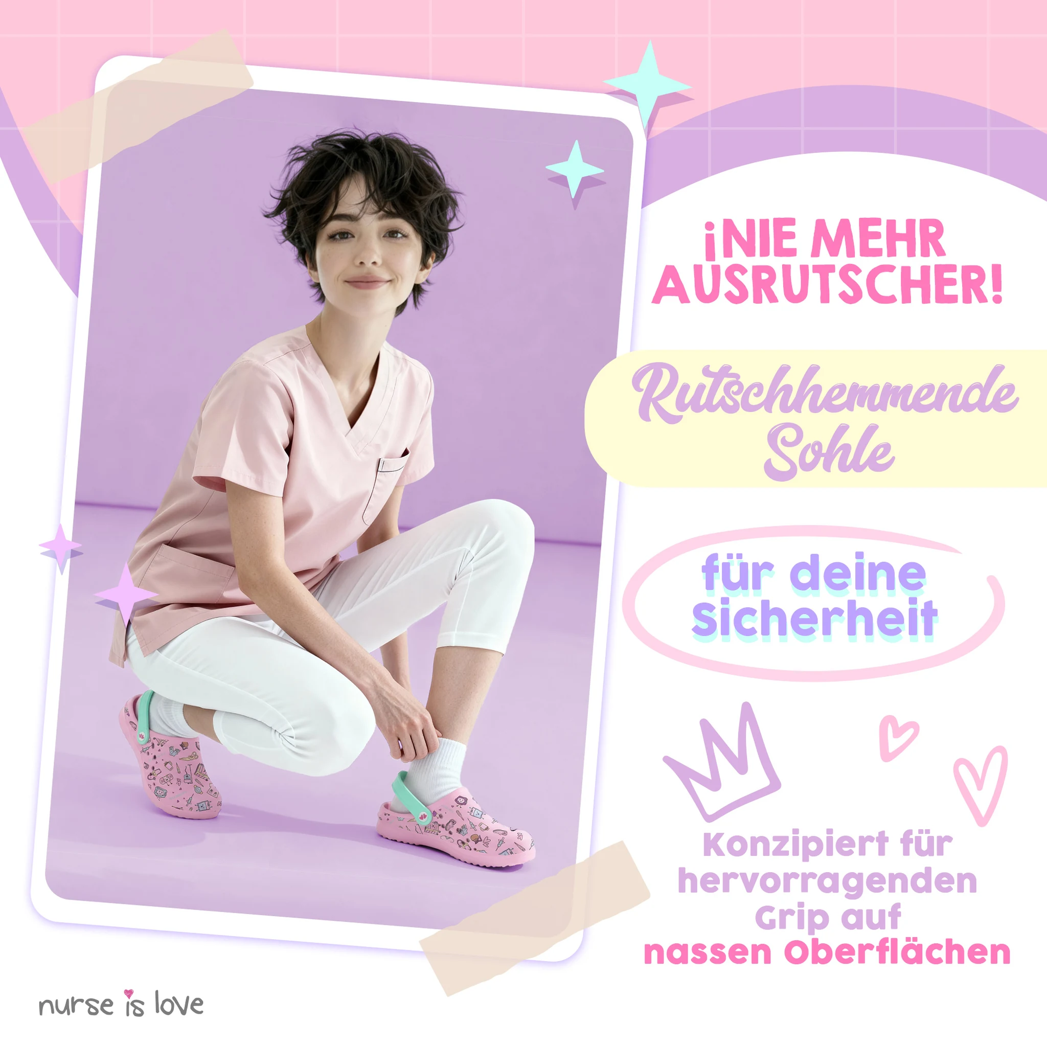Pflegeclogs Rosa Kaffee für Krankenschwestern