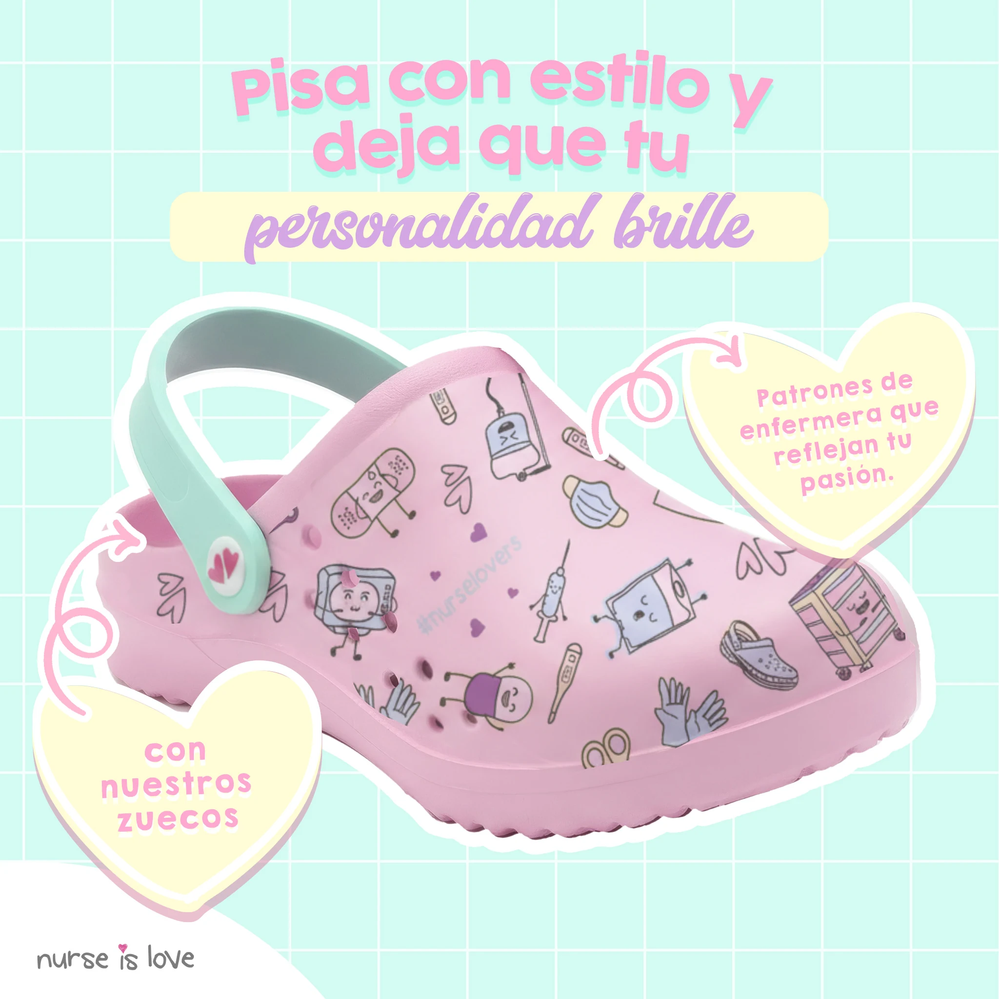 Zuecos para Enfermeras Rosa Café