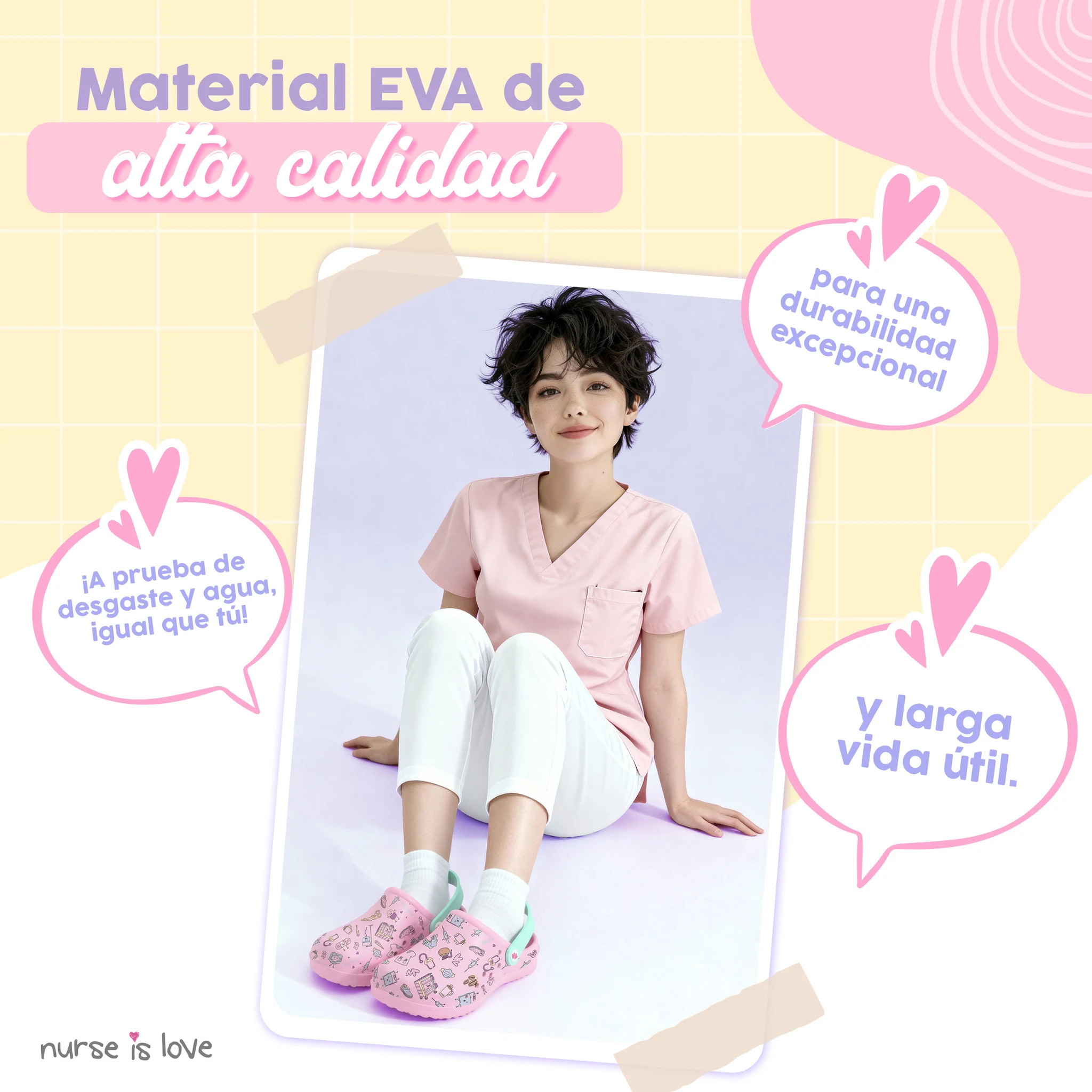 Zuecos para Enfermeras Rosa Café