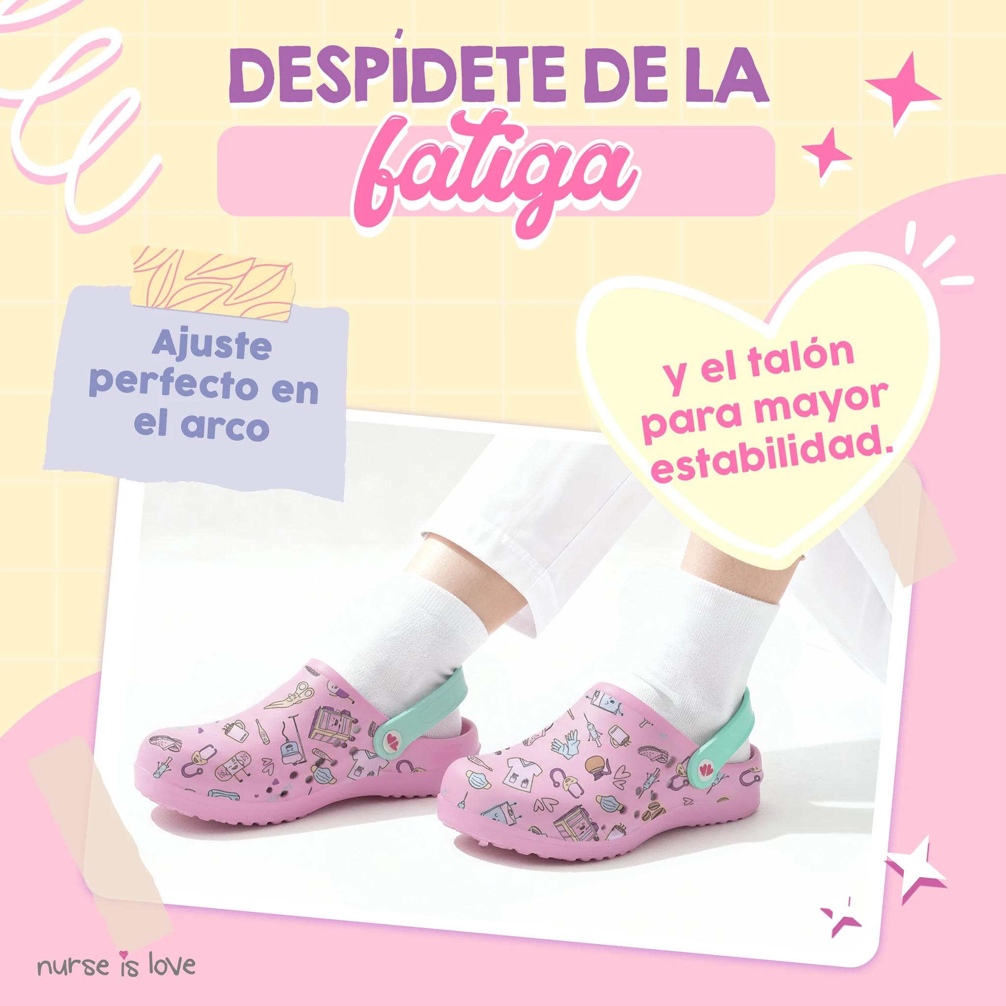 Zuecos para Enfermeras Rosa Café
