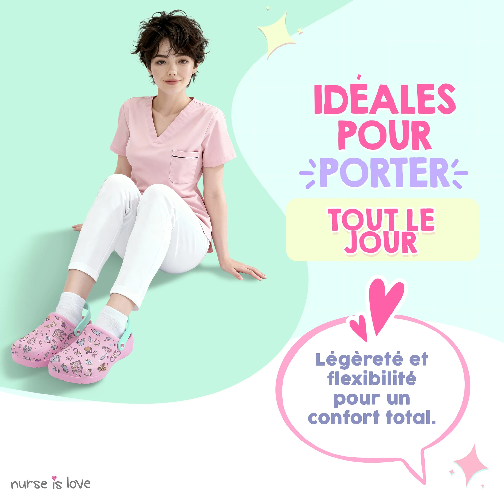 Sabots pour Infirmières Rose Café