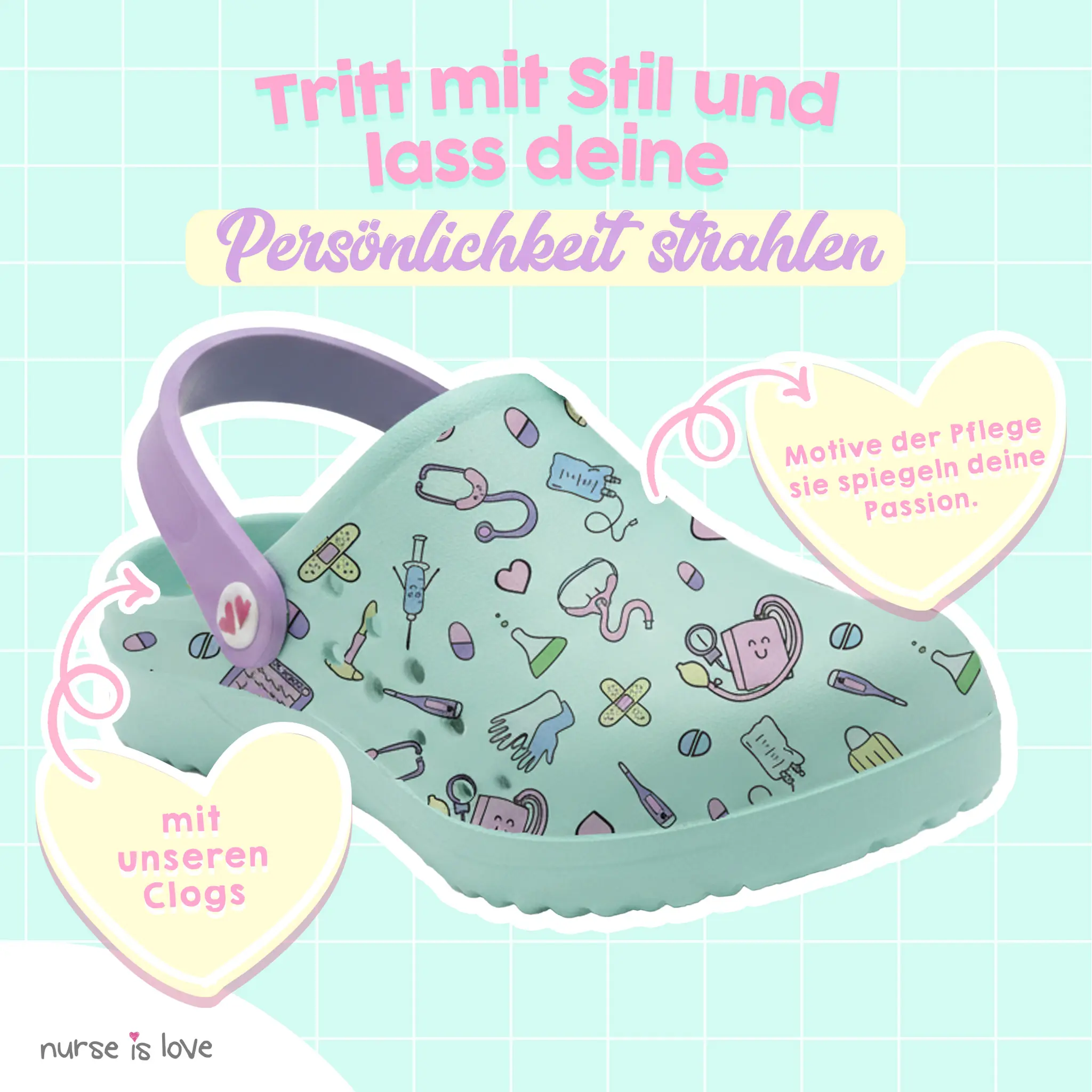 Pflegeclogs Aqua Instrumente für Krankenschwestern