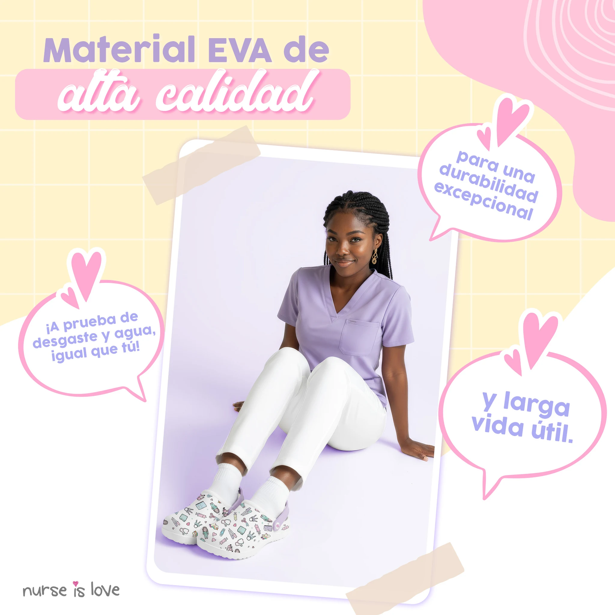 Zuecos para Enfermeras Blanco Morado