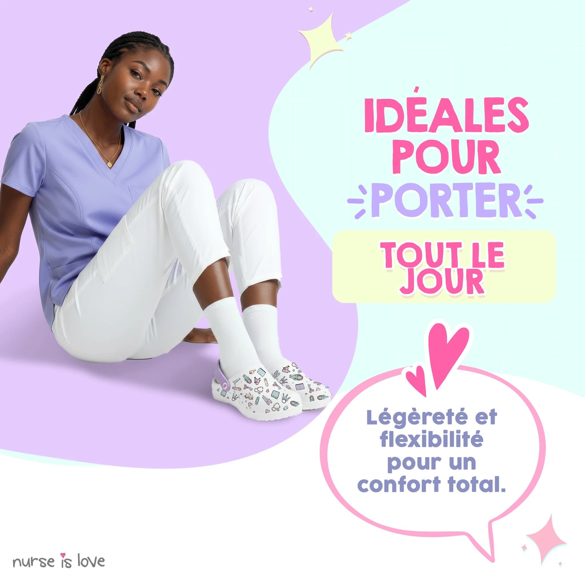 Sabots pour Infirmières Blanc Violet