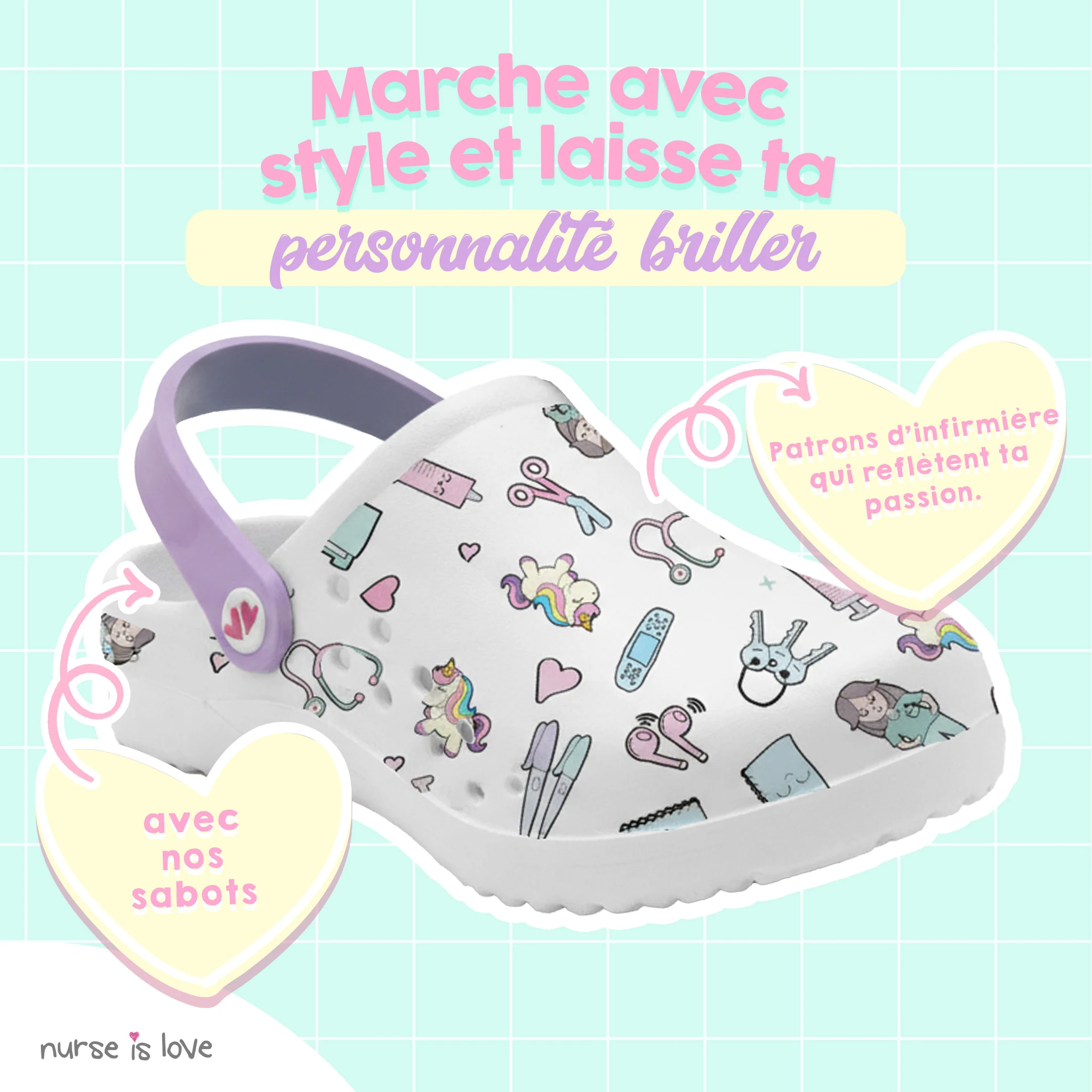 Sabots pour Infirmières Blanc Violet