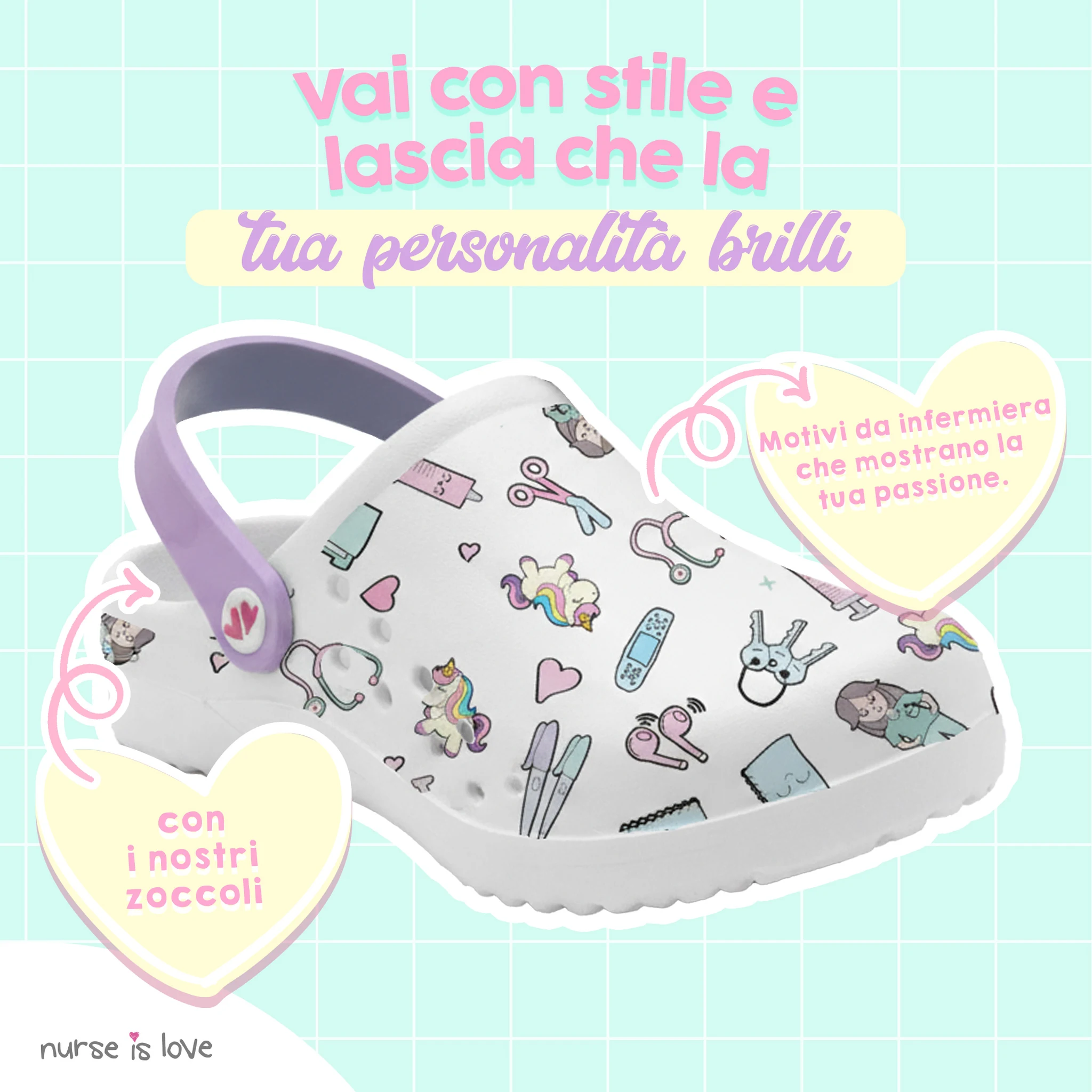 Zoccoli per Infermiere Bianco Viola