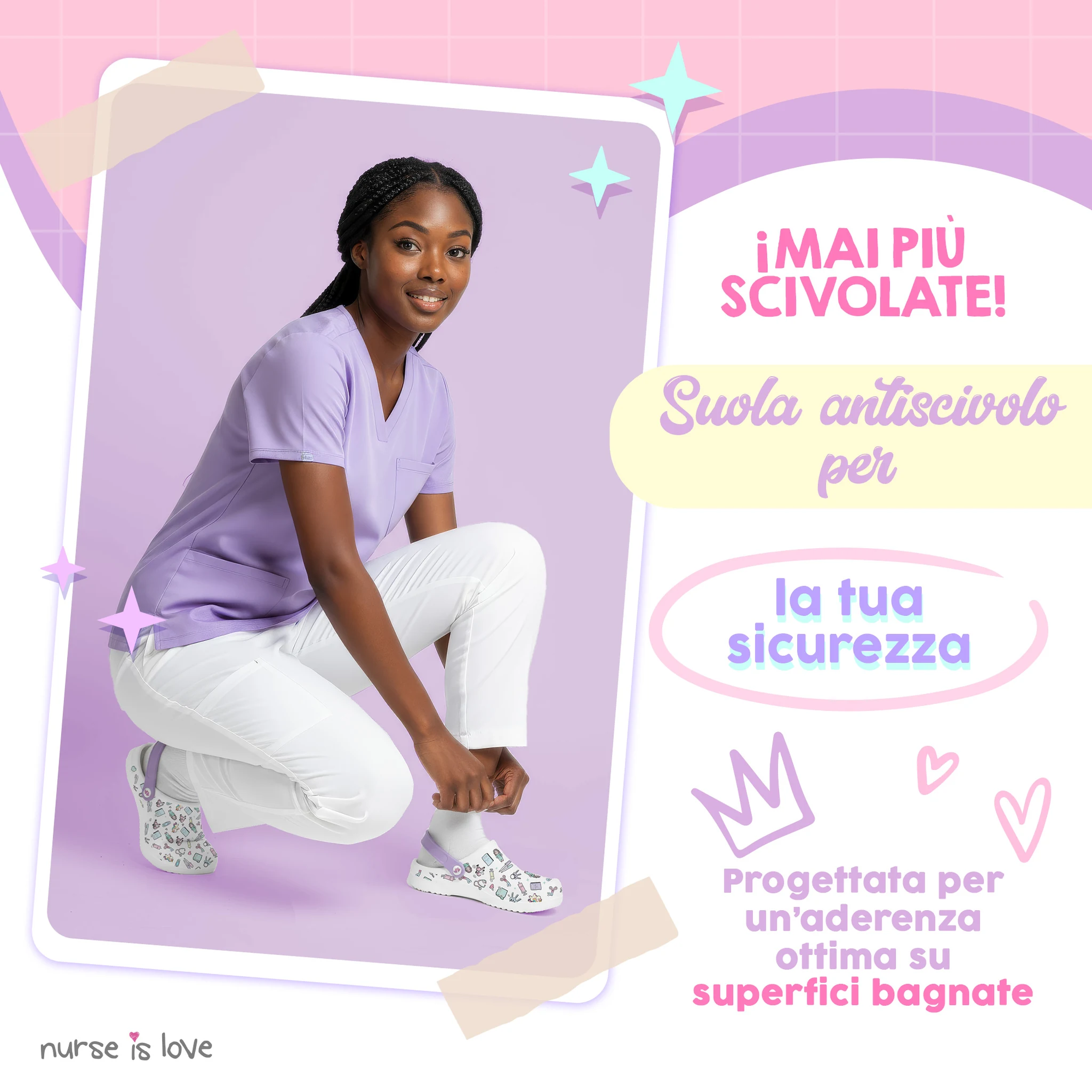 Zoccoli per Infermiere Bianco Viola