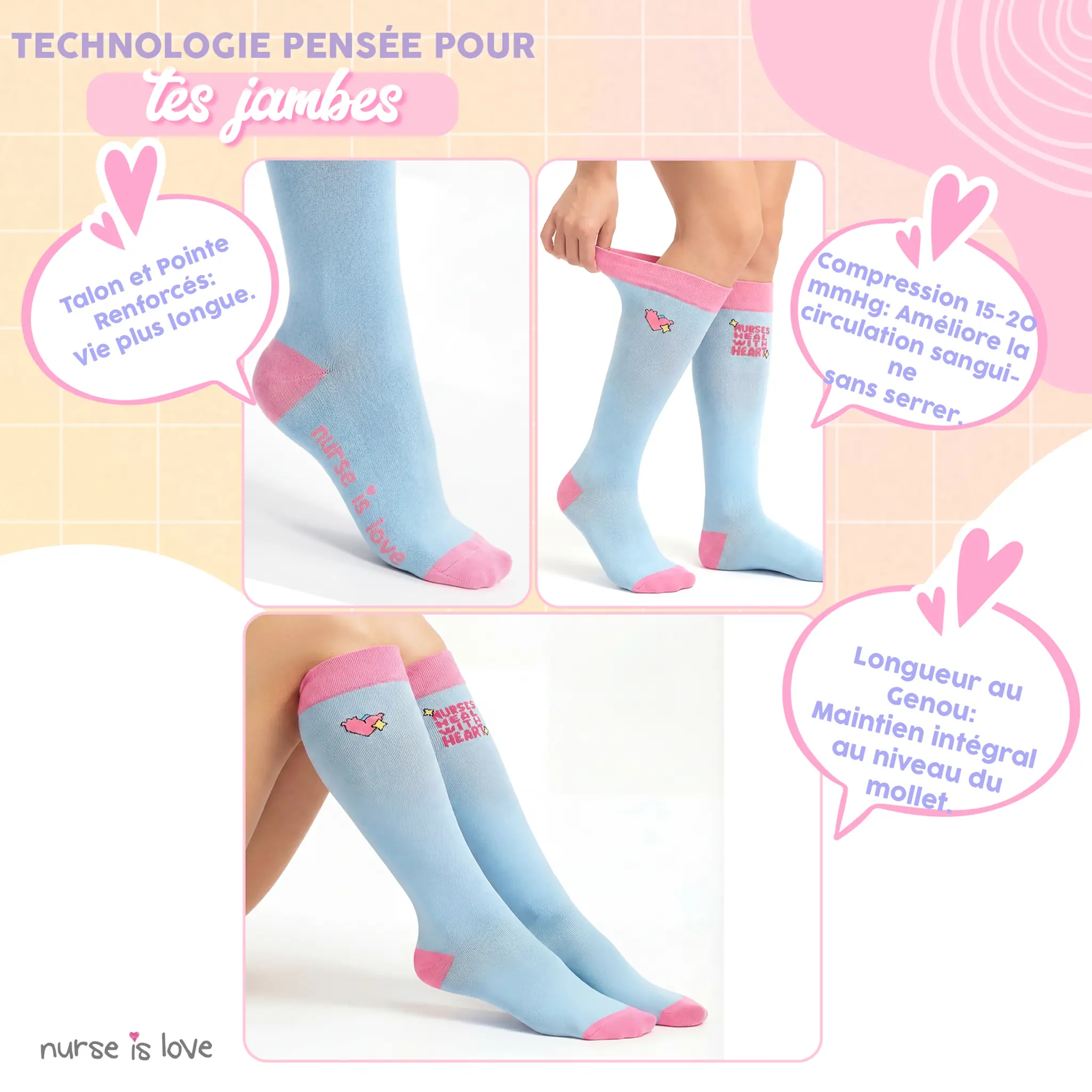 Chaussettes de Compression Cœur