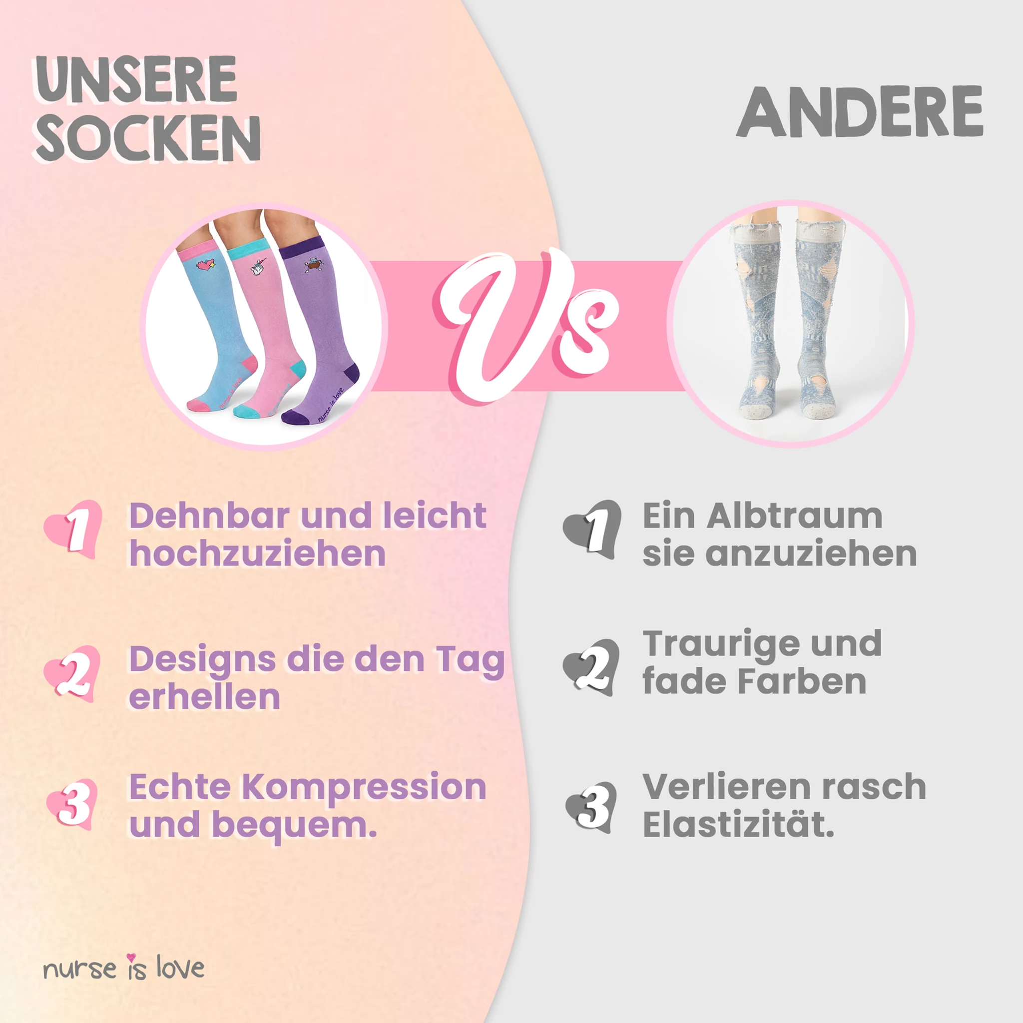 Kompressionsstrümpfe mit Motivdesign Set mit 3 Paaren