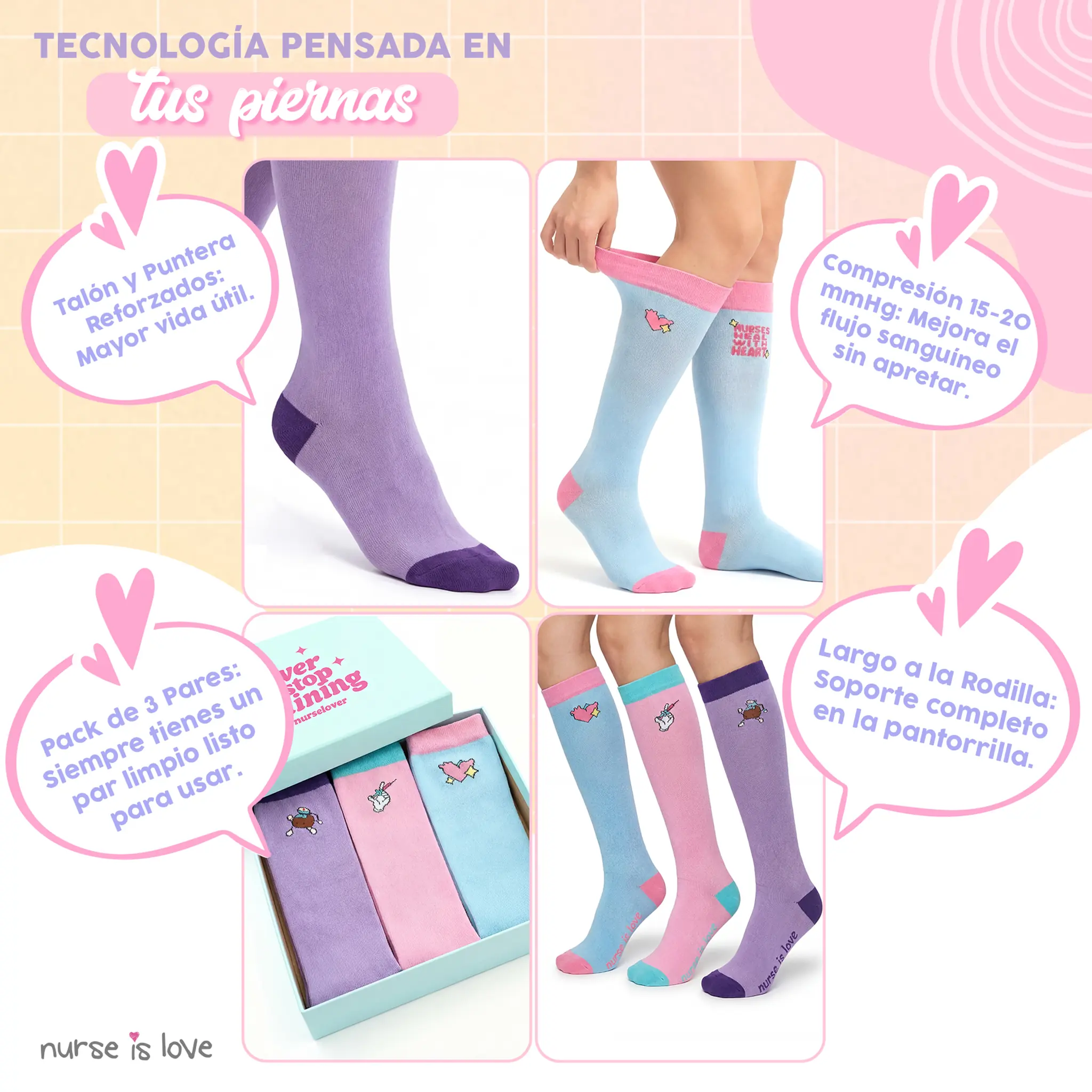 Set Medias de Compresión Diseño con Dibujos (3 uds.)
