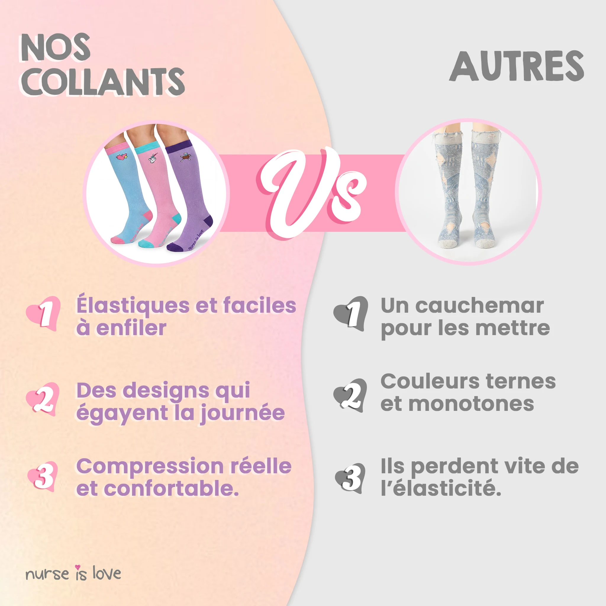 Lot de chaussettes de compression à motifs (3 paires)
