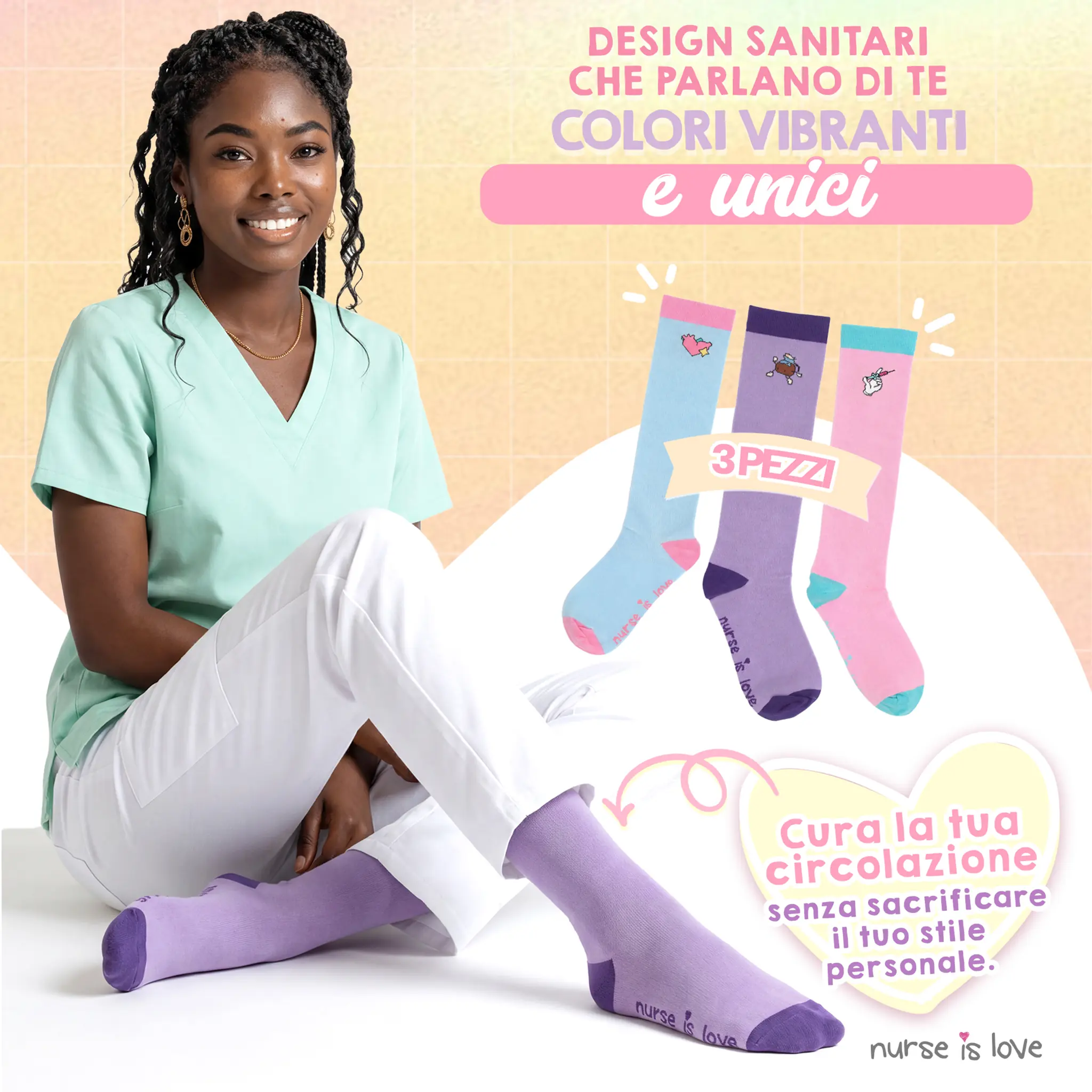 Set Calze a Compressione Design con Disegni (3 pz.)
