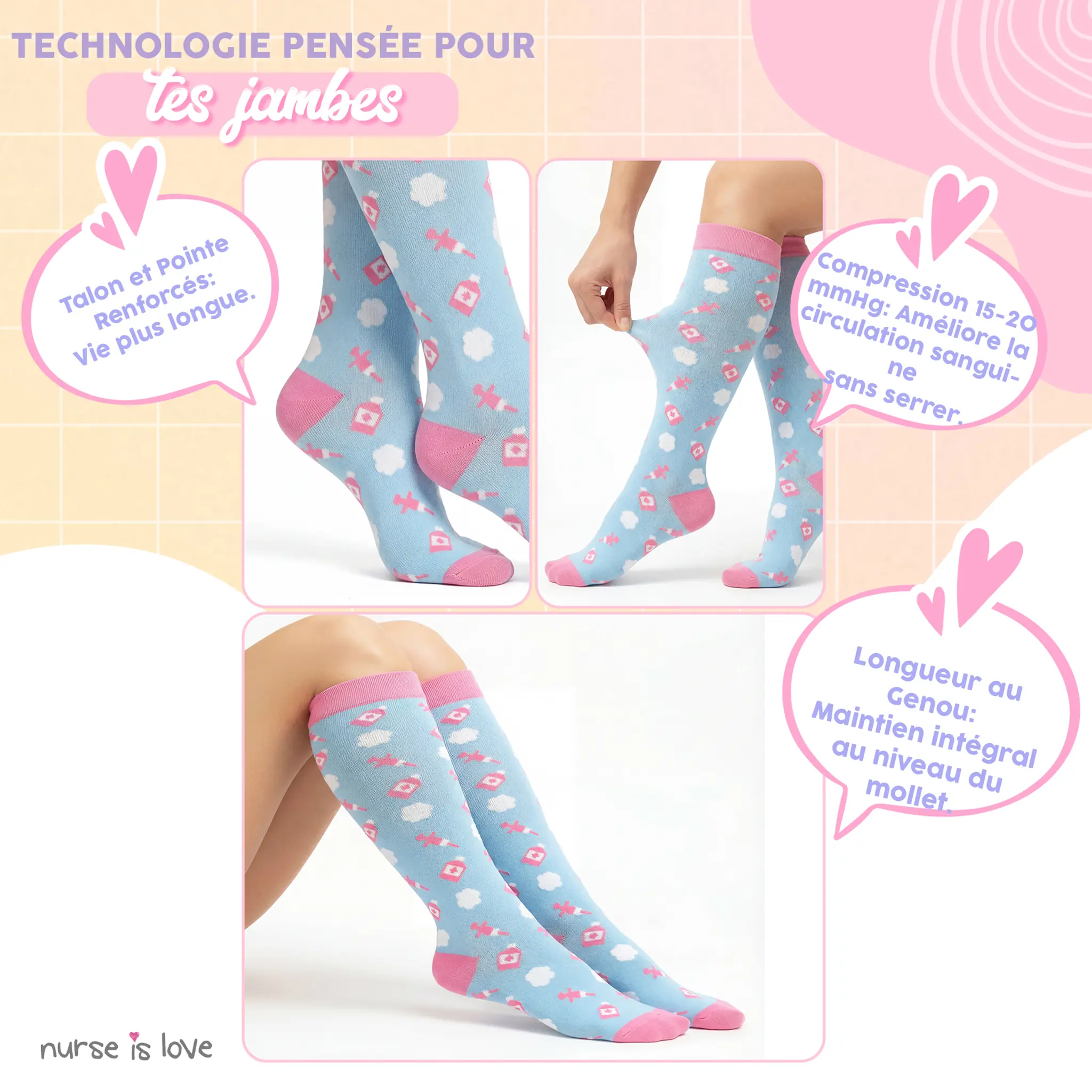 Chaussettes de compression Nuages