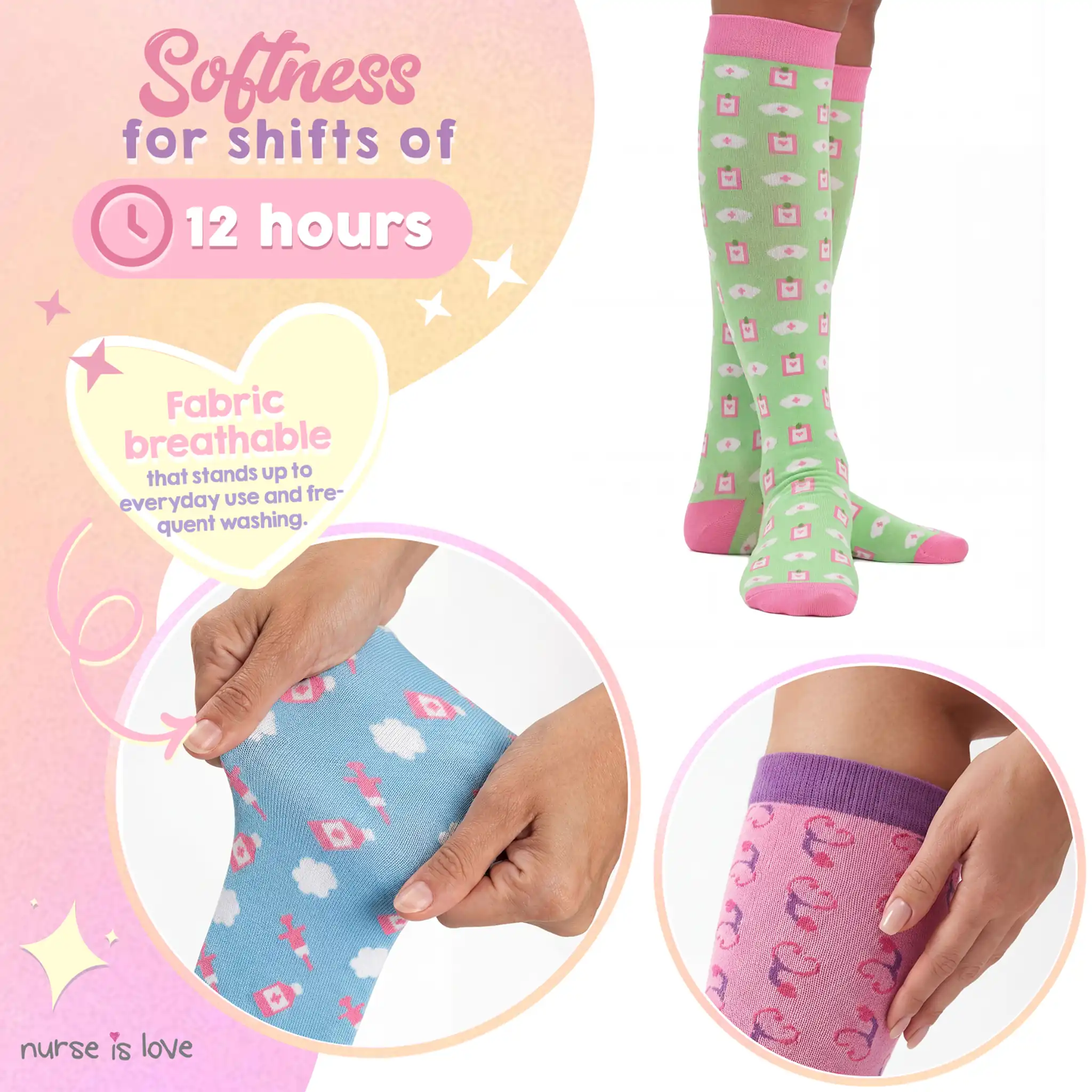 Set of Compression Stockings for Nurses Pattern 2 (set of 3 units)