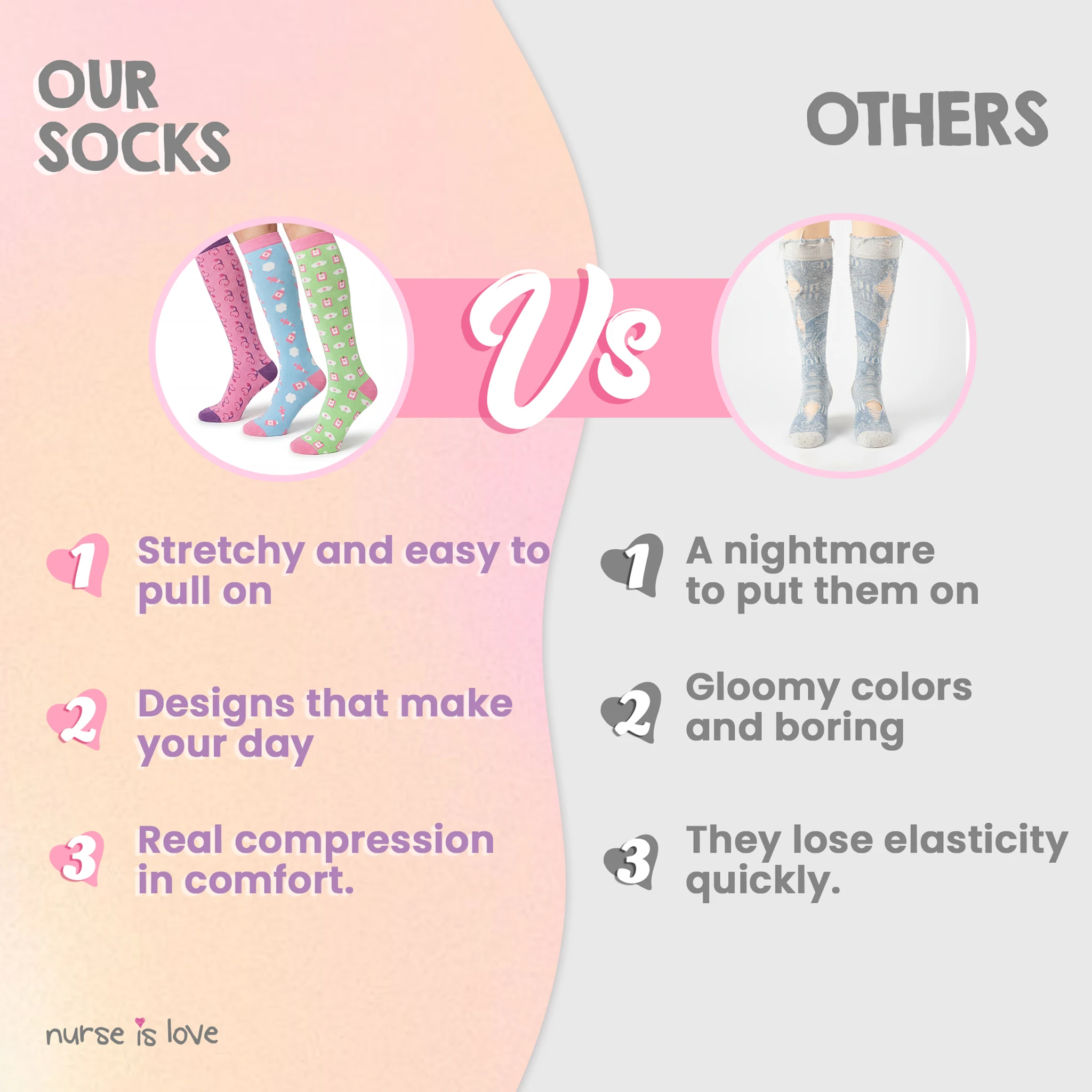 Set of Compression Stockings for Nurses Pattern 2 (set of 3 units)