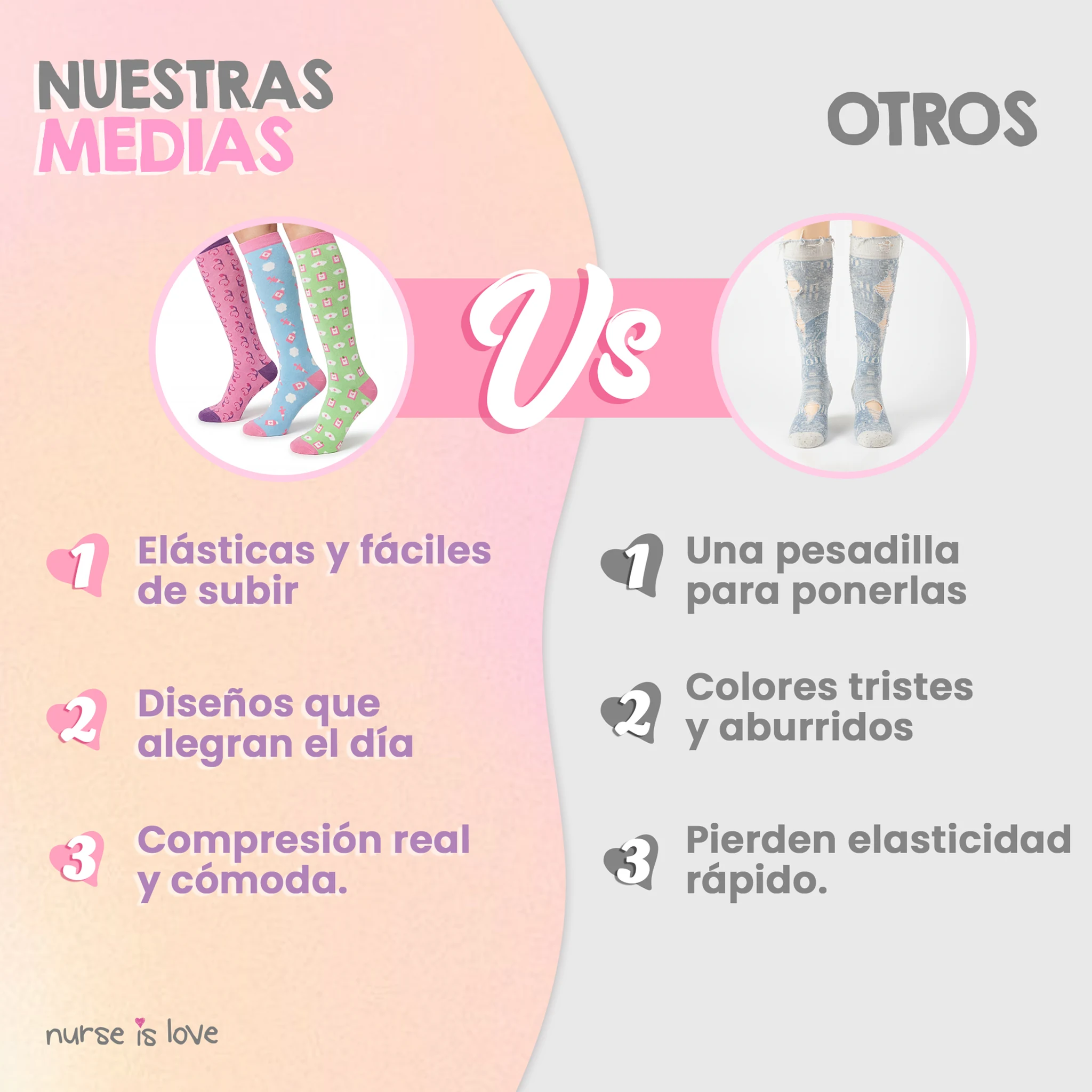 Kompressionsstrümpfe für Krankenschwestern Muster 2 Set mit 3 Paaren
