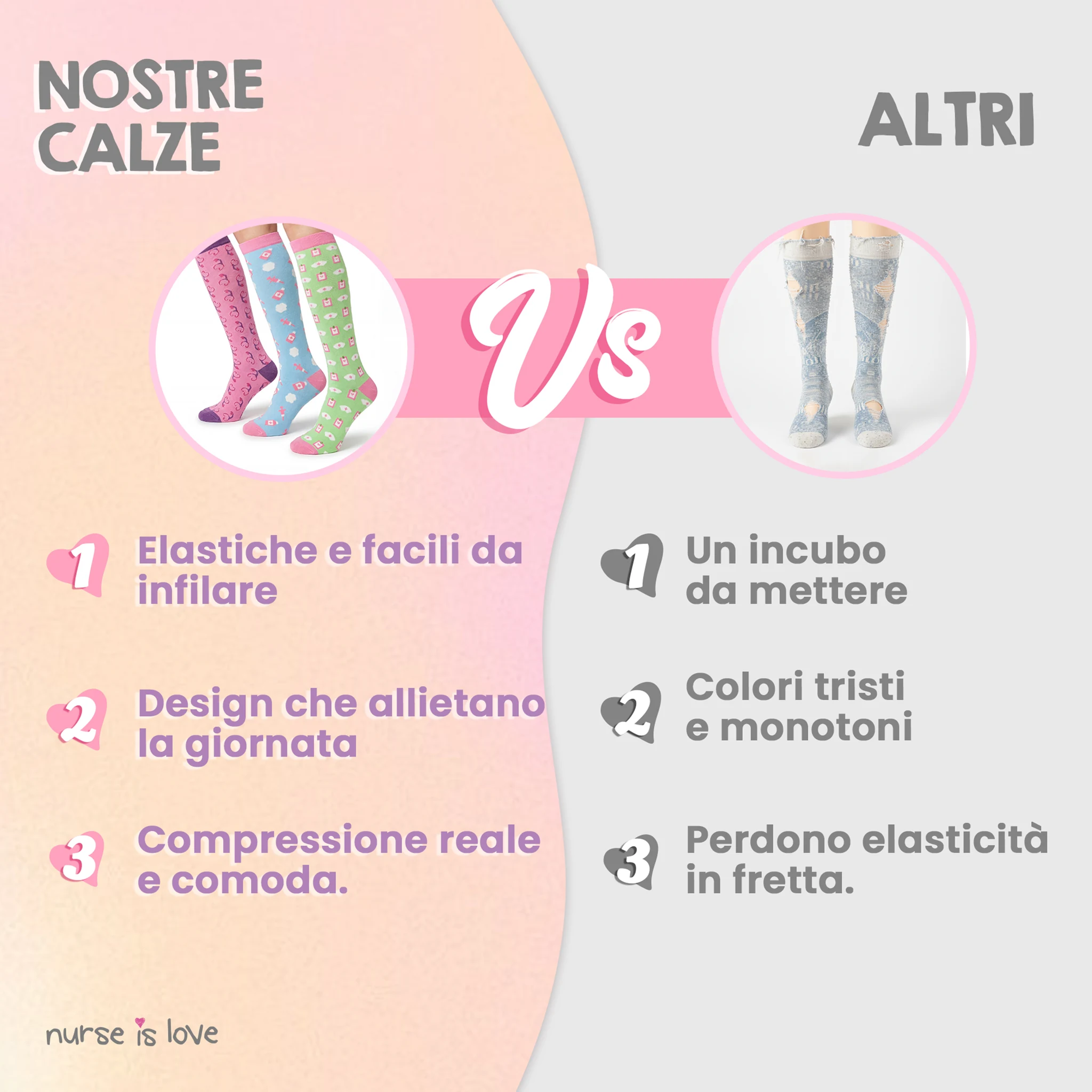 Set Calze a Compressione per Infermiere Motivi 2 (set da 3 pz.)