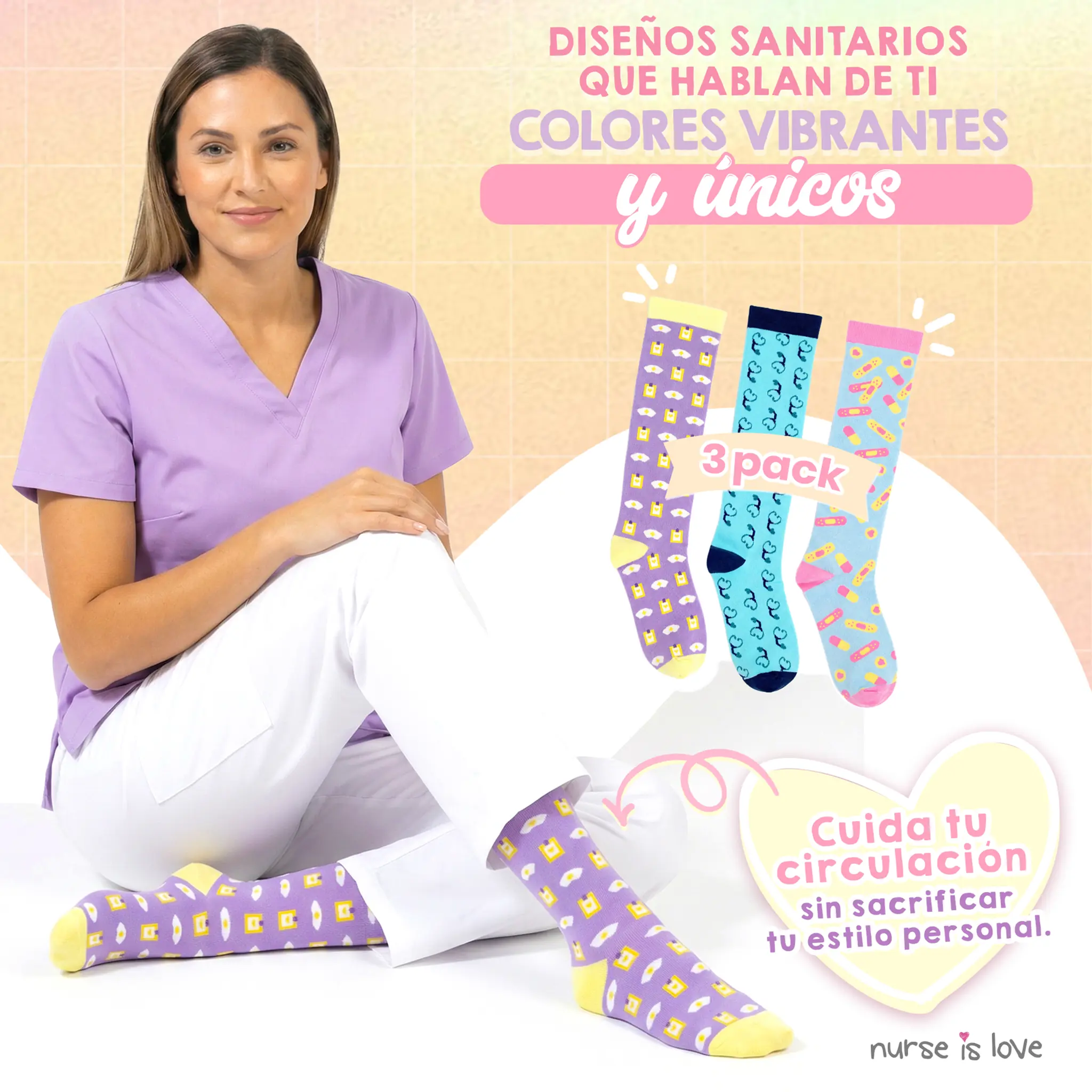 Set Medias de Compresión para Enfermeras Patrones 1 (set de 3 uds.)