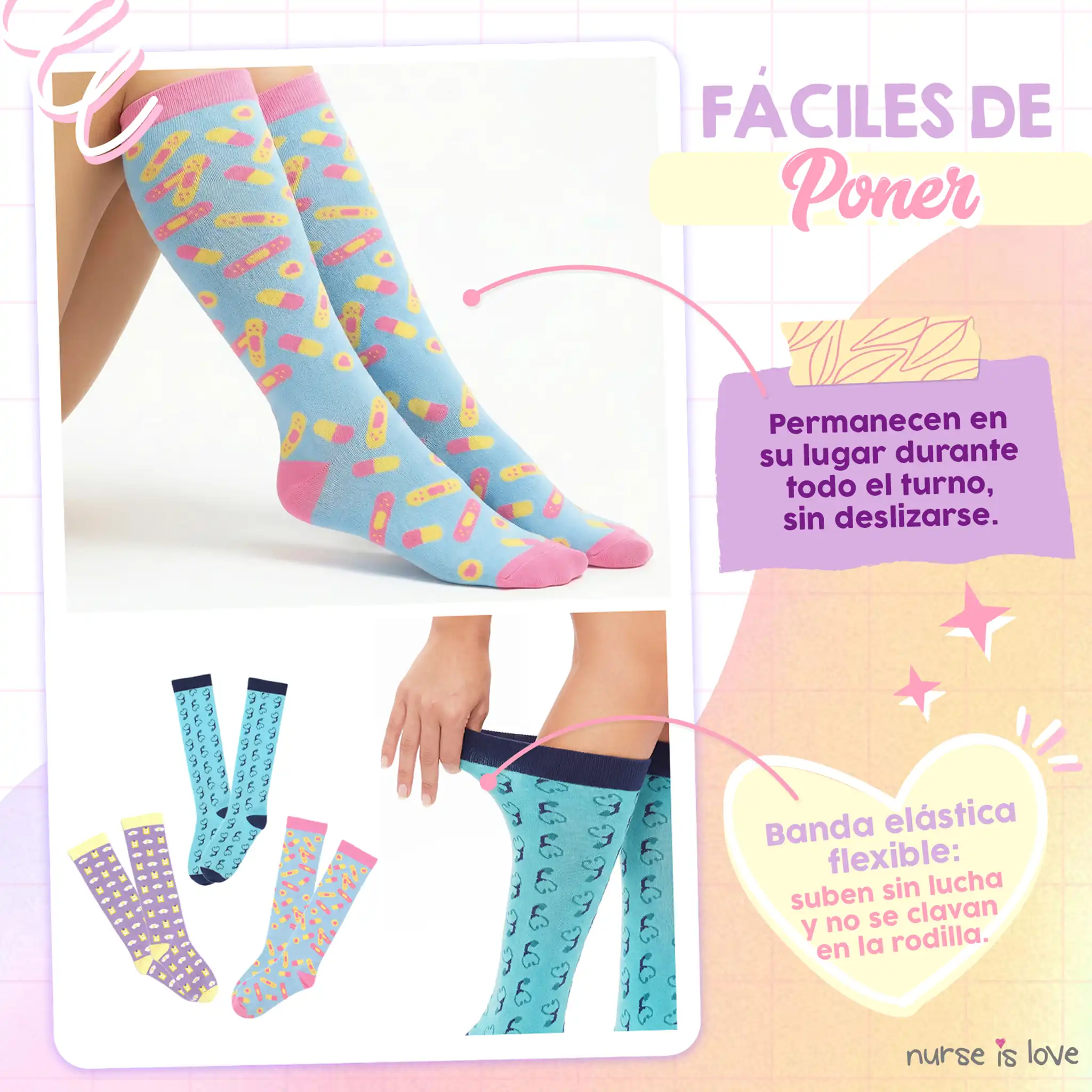 Set Medias de Compresión para Enfermeras Patrones 1 (set de 3 uds.)