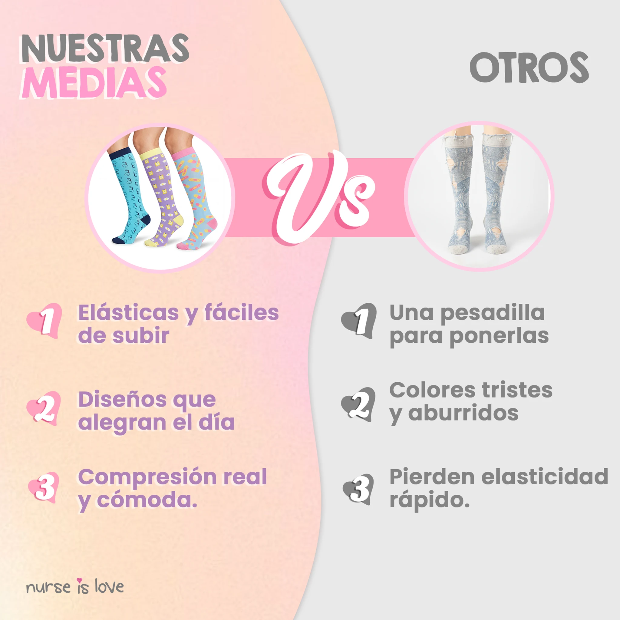 Set Medias de Compresión para Enfermeras Patrones 1 (set de 3 uds.)