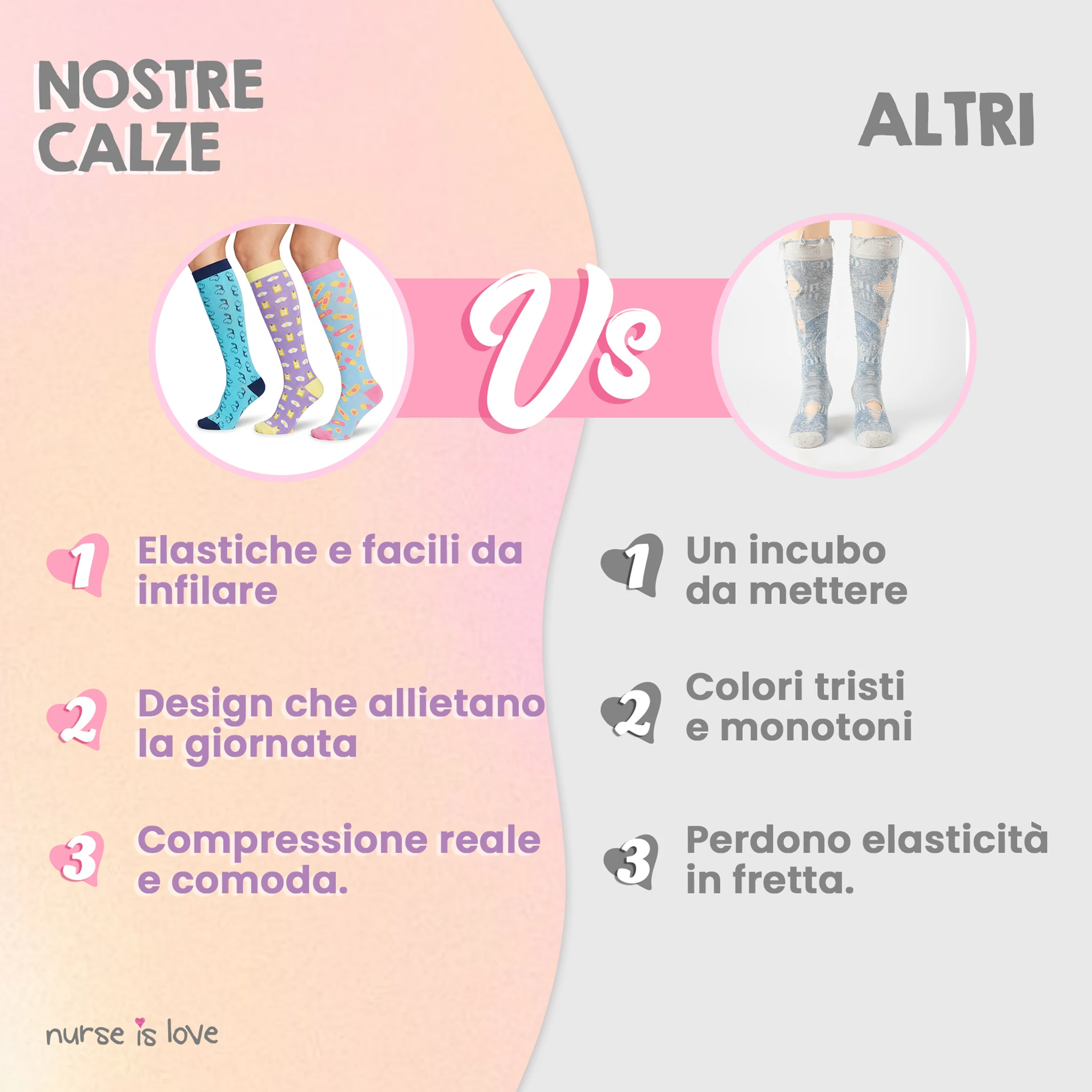 Set Calze a Compressione per Infermiere Motivi 1 (set da 3 pz.)